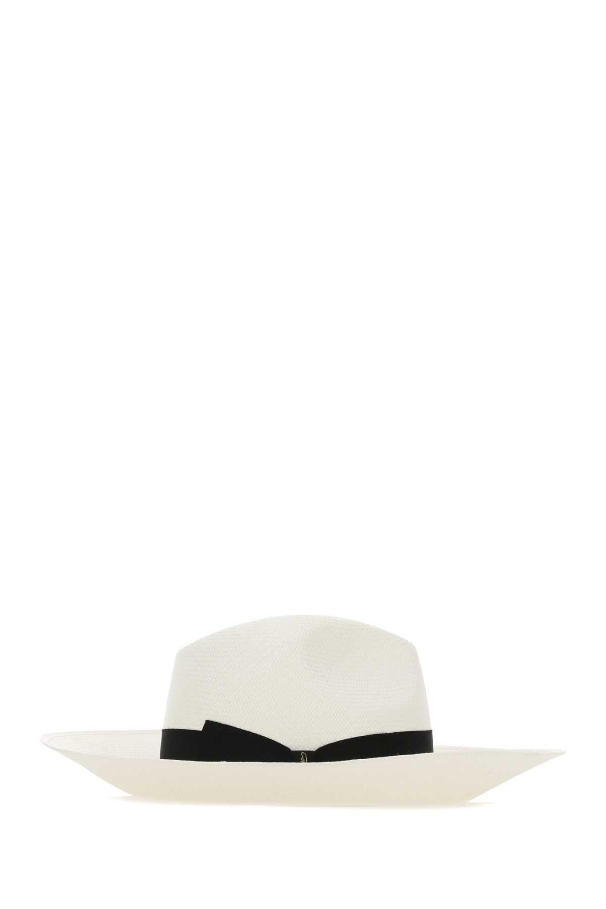 Shop Borsalino White Straw Sophie Panama Hat In 0002