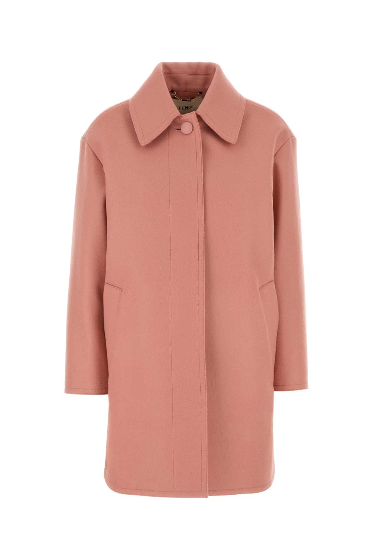 Fendi Pink Wool Coat In Pink