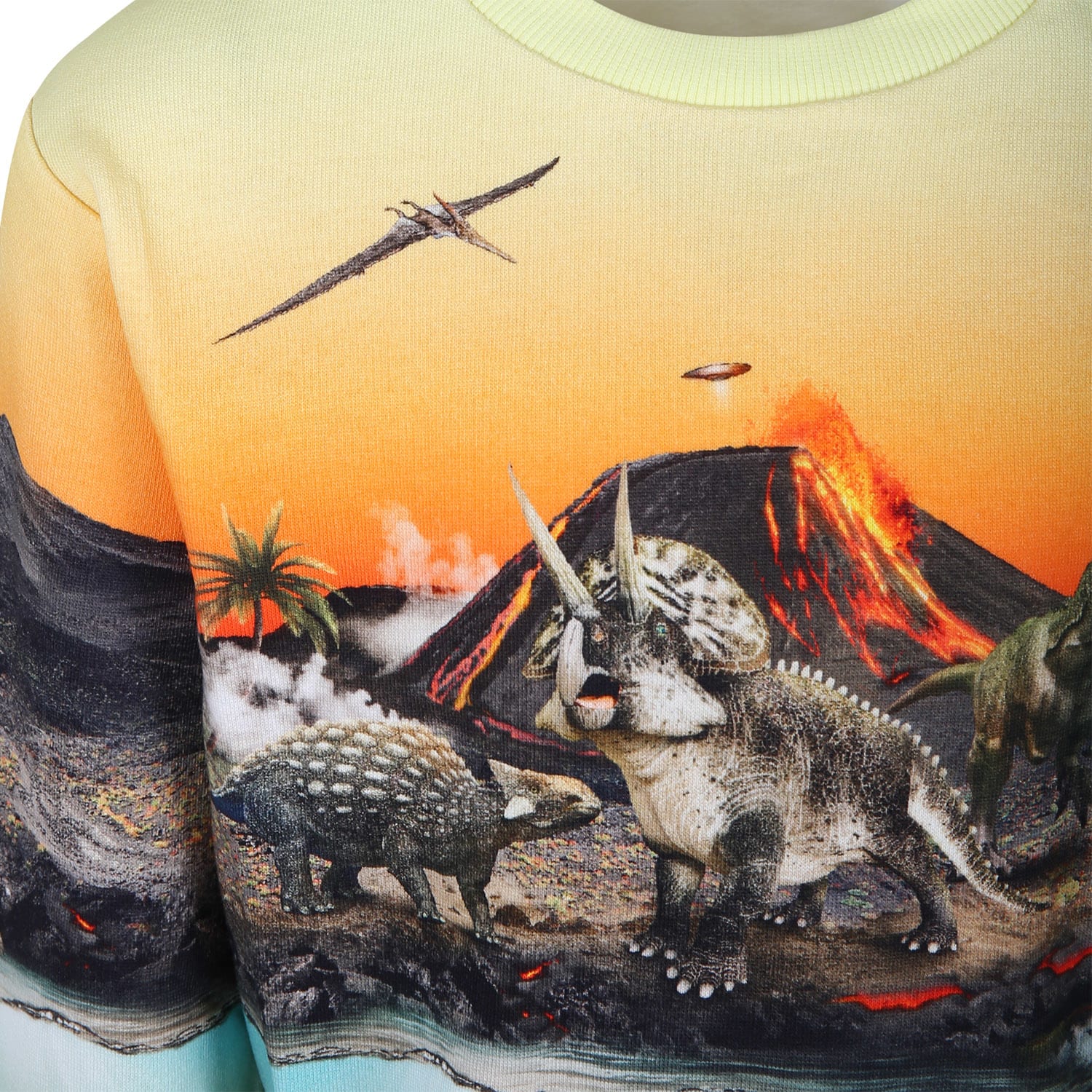 Shop Molo Orange Sweatshirt For Boy With Dinosaur Print In Multicolor