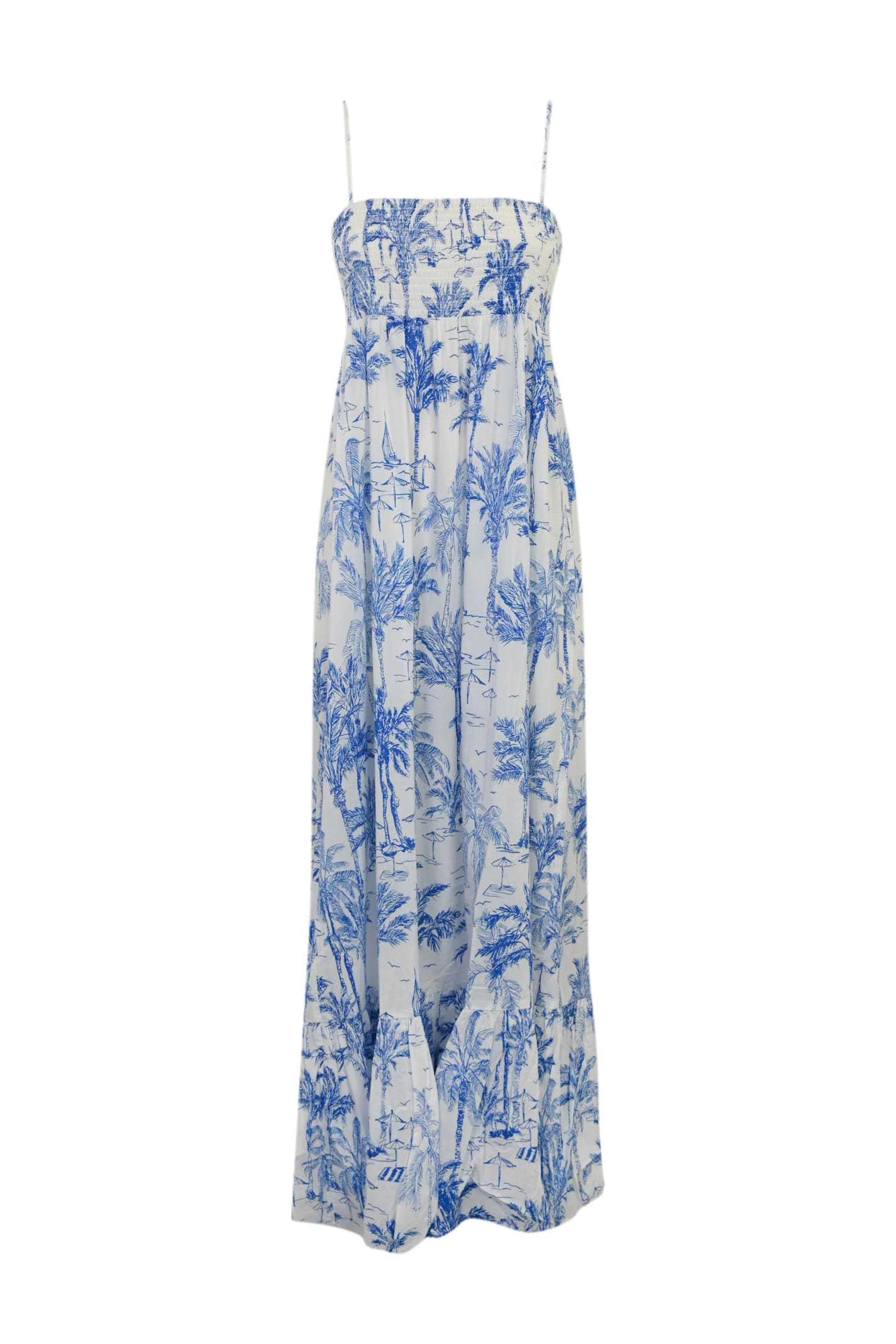 Shop Mc2 Saint Barth Jemma Saint Beach Dress In Cotton In Bianco/blu