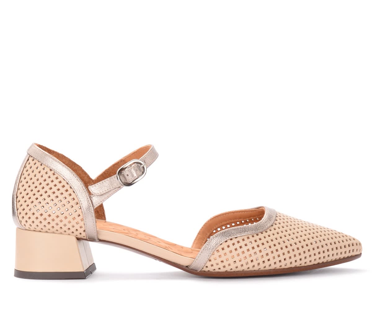 Chie Mihara Ruskin Ballet Flats In Nude Perforated Leather