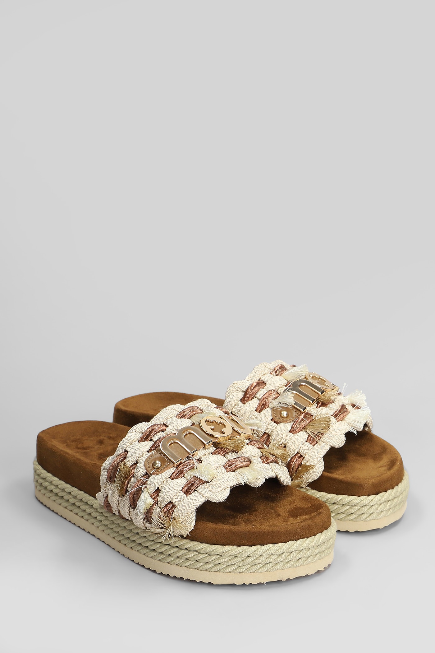 MOU MONOBAND FLATS IN BEIGE COTTON