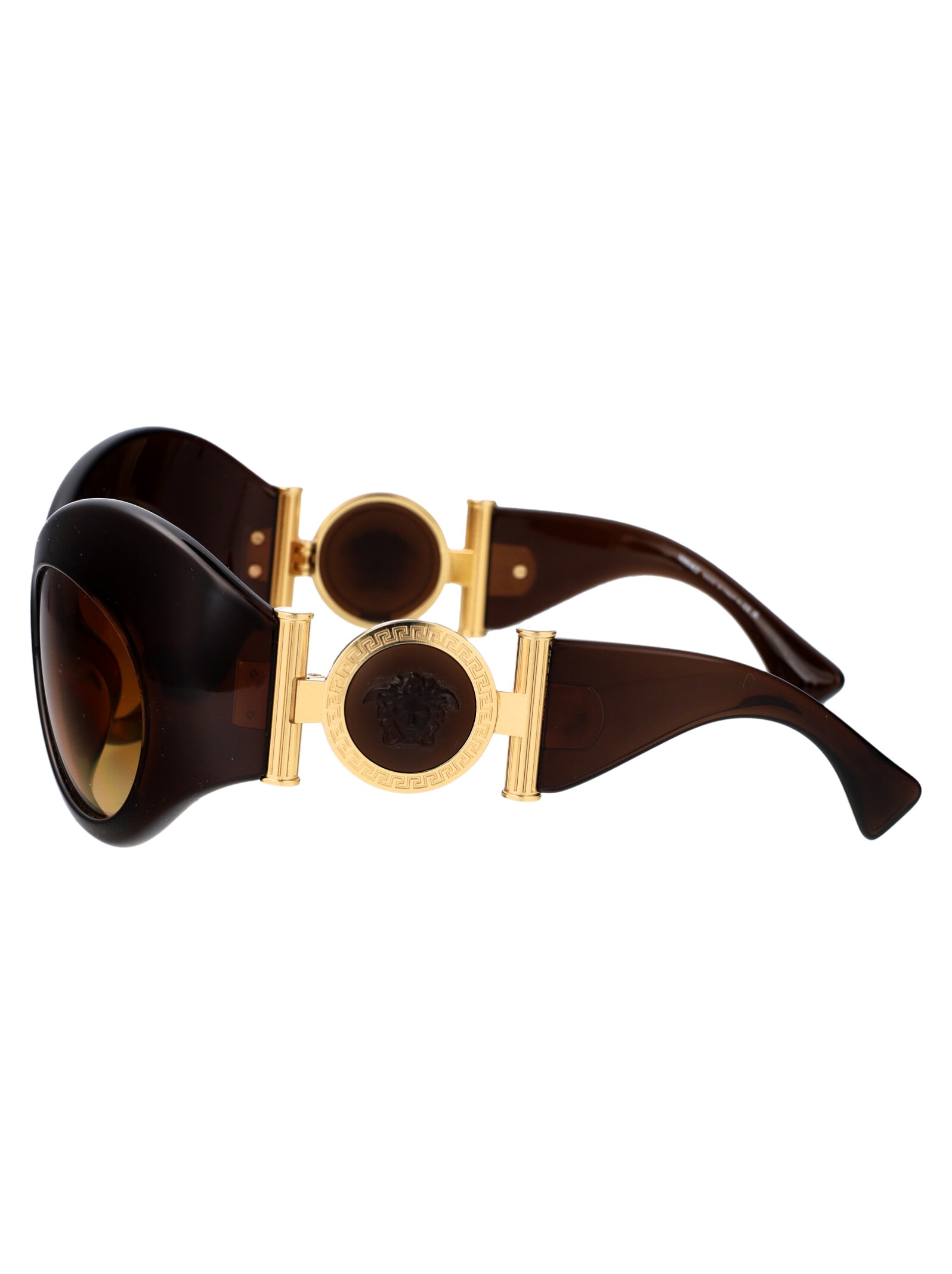 Shop Versace 0ve4462 Sunglasses In 54462l Transparent Brown