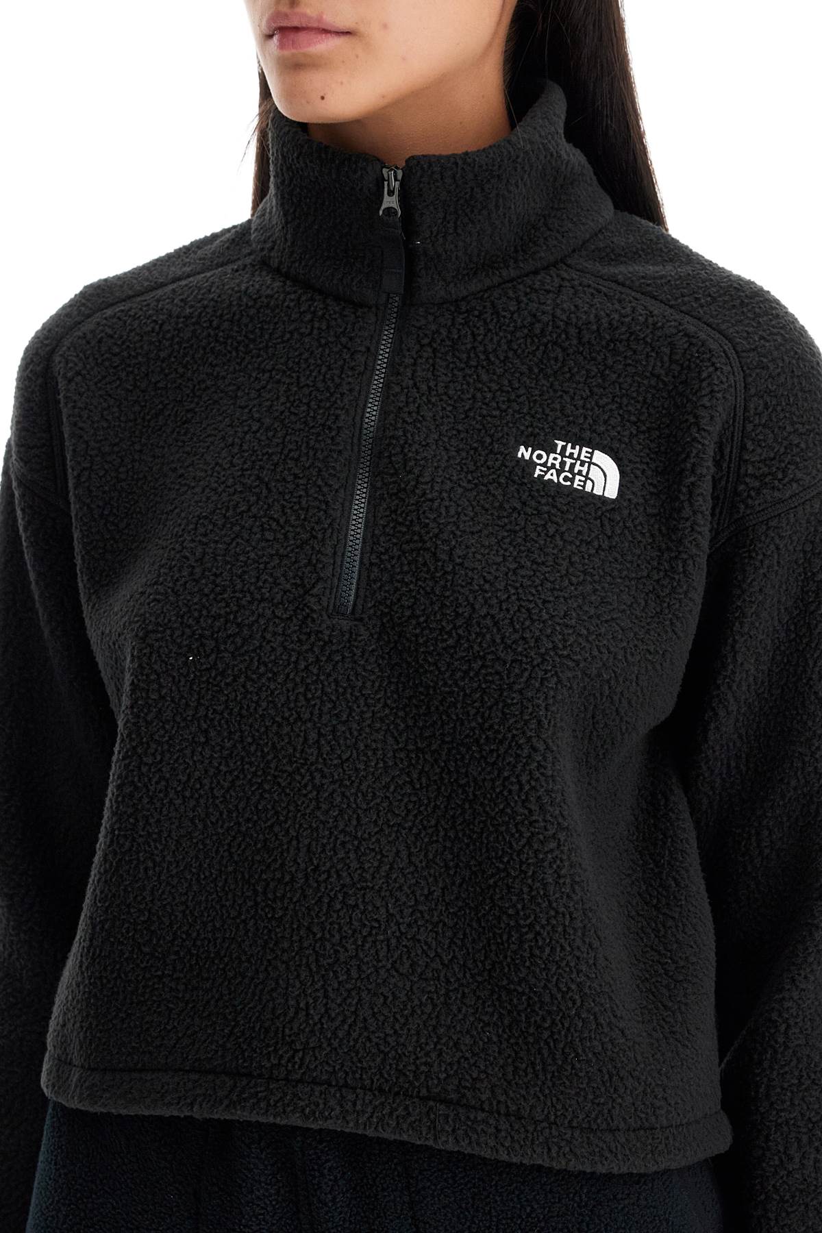 Shop The North Face Sherpa Fleece Cropped Sweatshirt In In Tnf Black-npf (black)