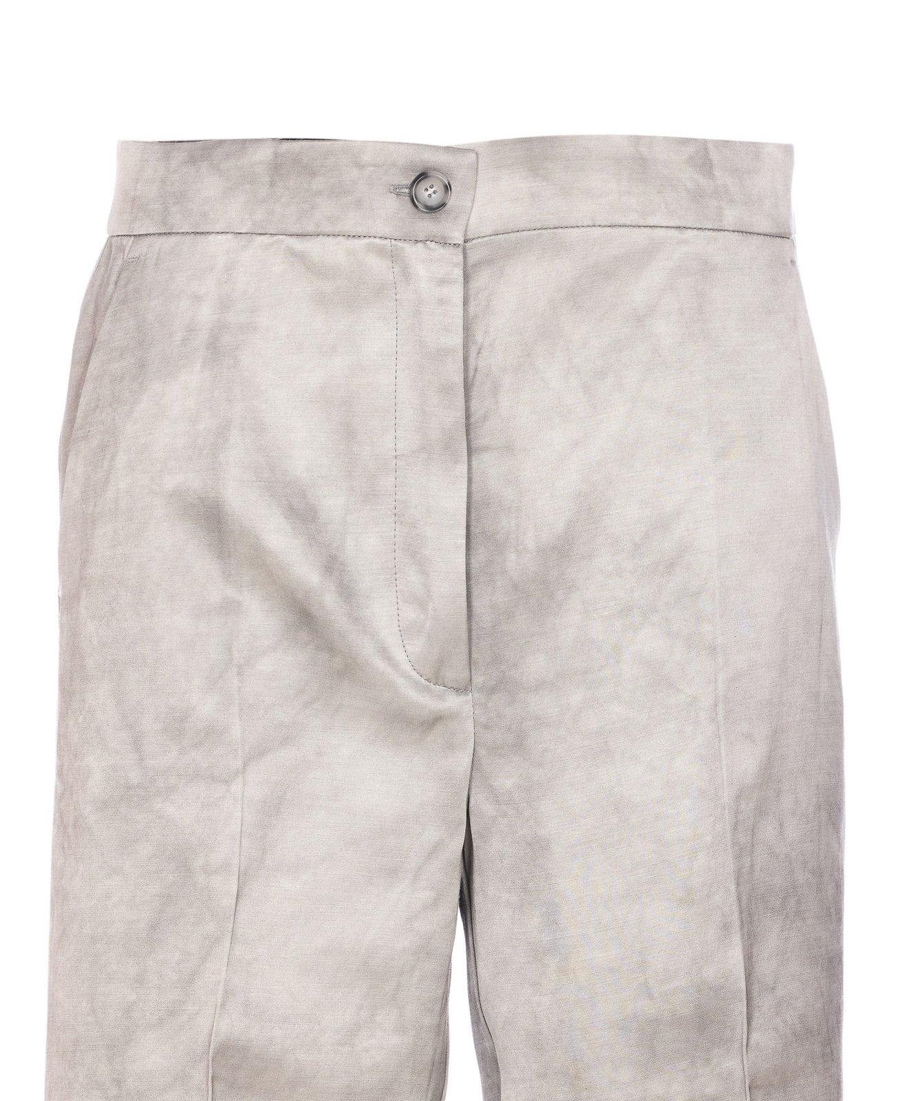 Pinko Washed-out Satin Elegant Wide Trousers In Grey