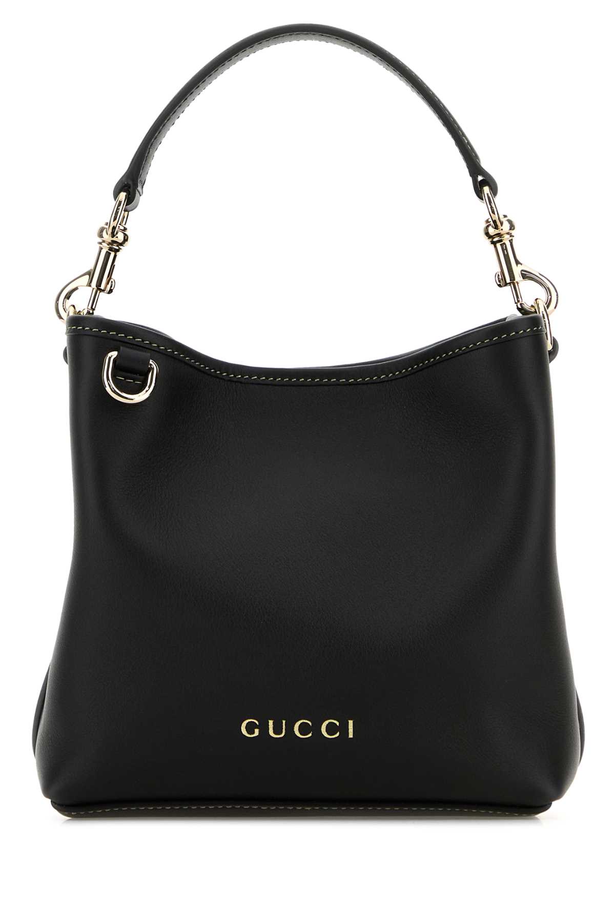 Gucci Borsa A Secchiello Gg Emblem In Pelle Nera Donna In Black