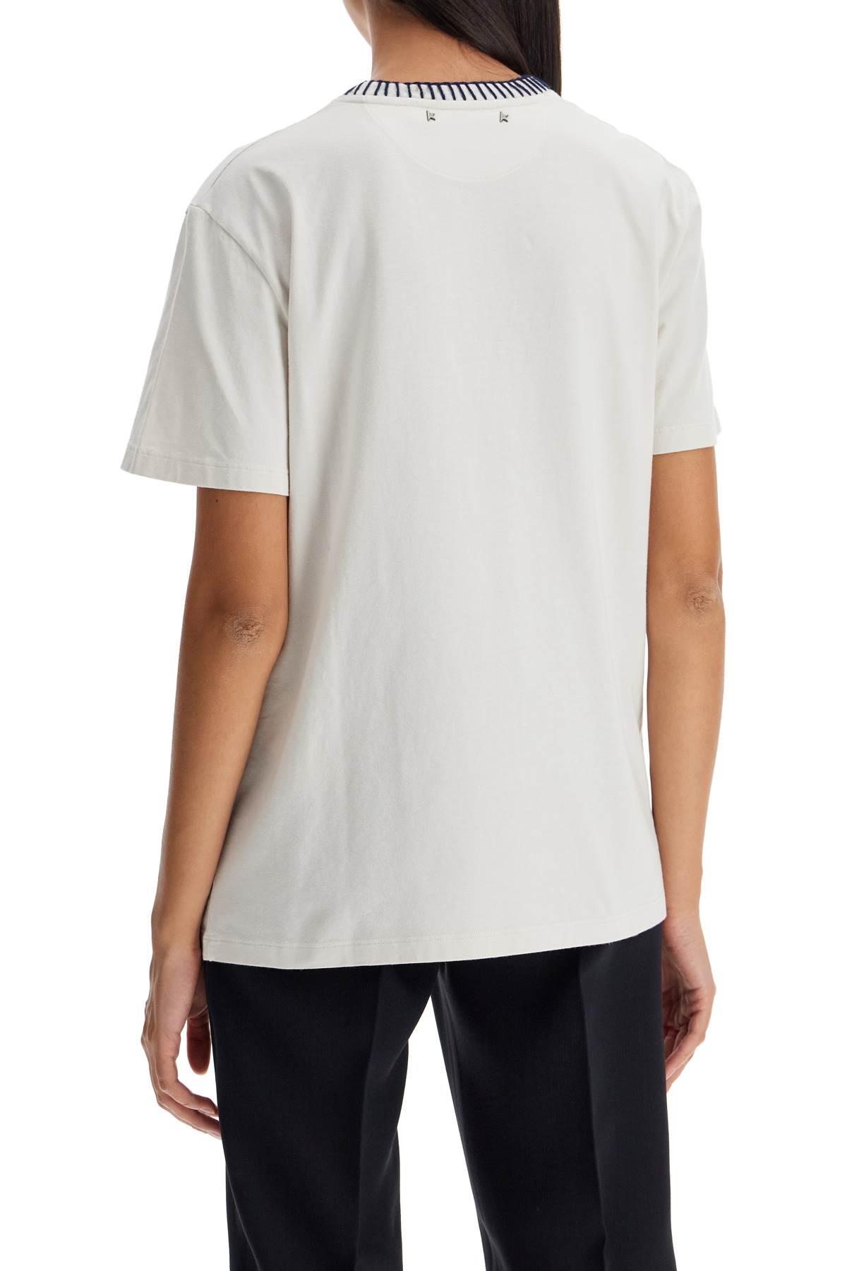 Shop Golden Goose Crewneck T-shirt With In Heritage White/ Blue/ Red (white)