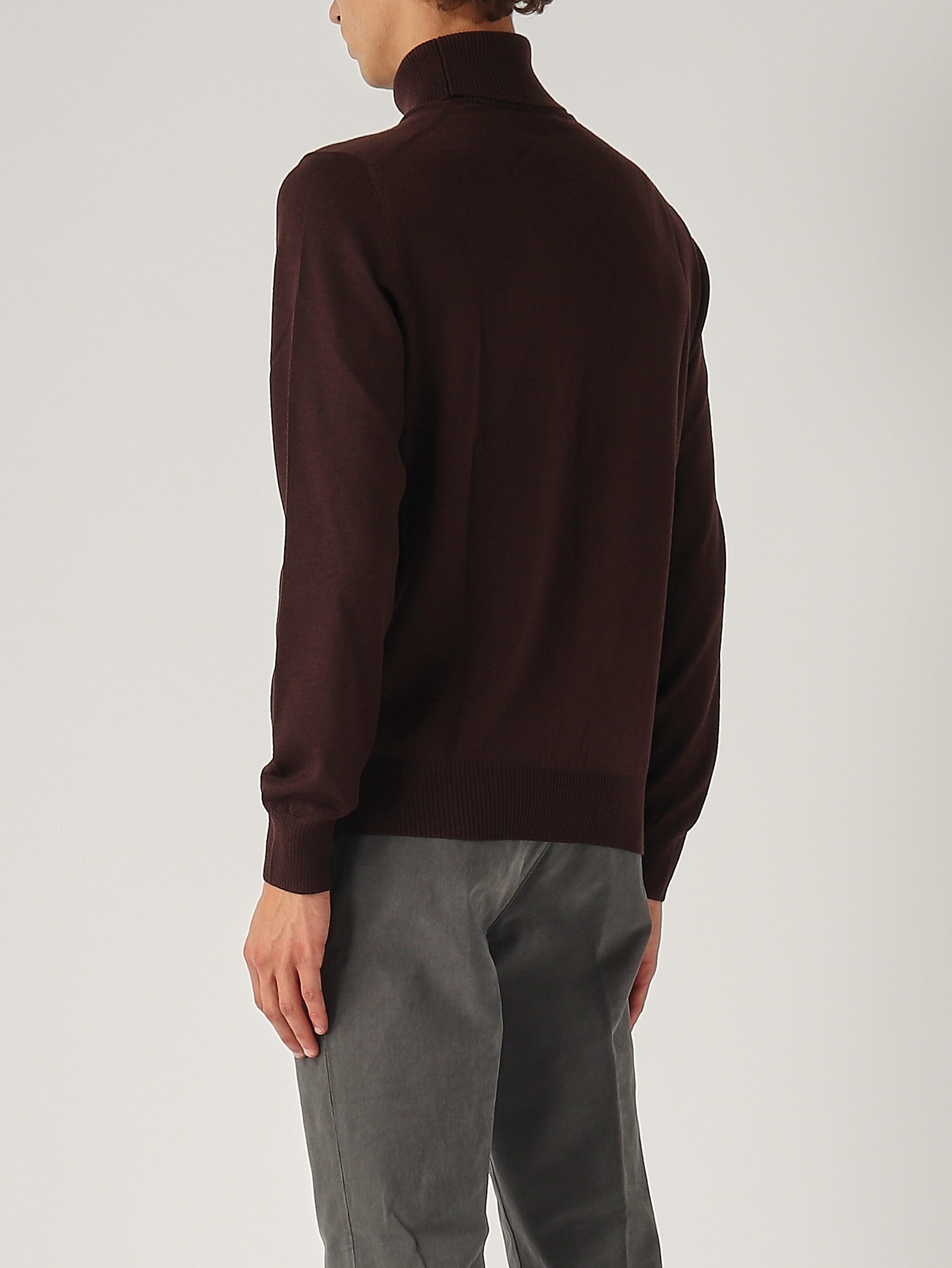 Shop Fay Maglia Dolcevita Uomo Sweater In Marrone