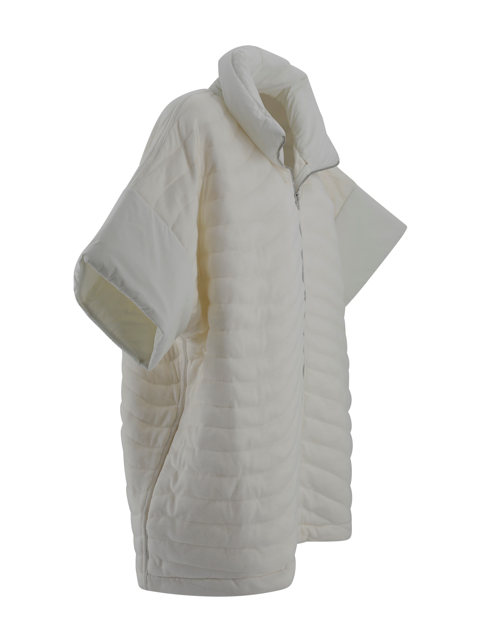 Herno Short-sleeved Padded Poncho In Gray