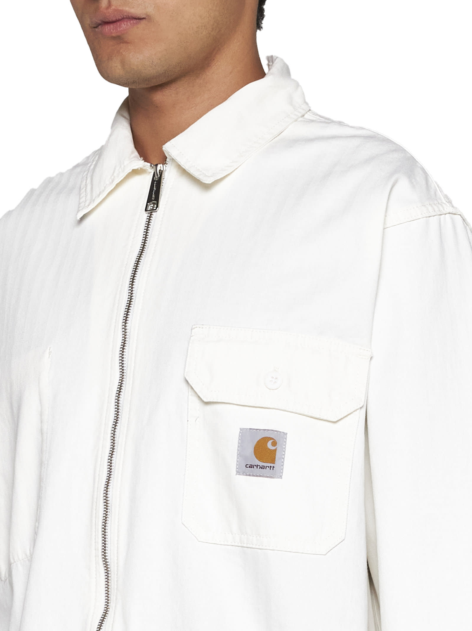 Shop Carhartt Jacket In Off-white Rinsed