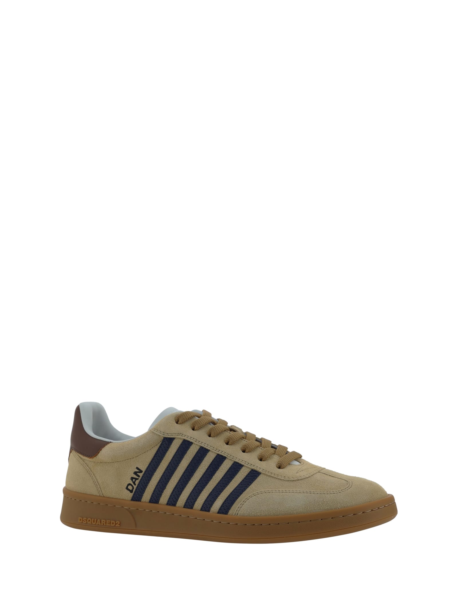 Shop Dsquared2 Boxer Sneakers In Beige+blu+marrone