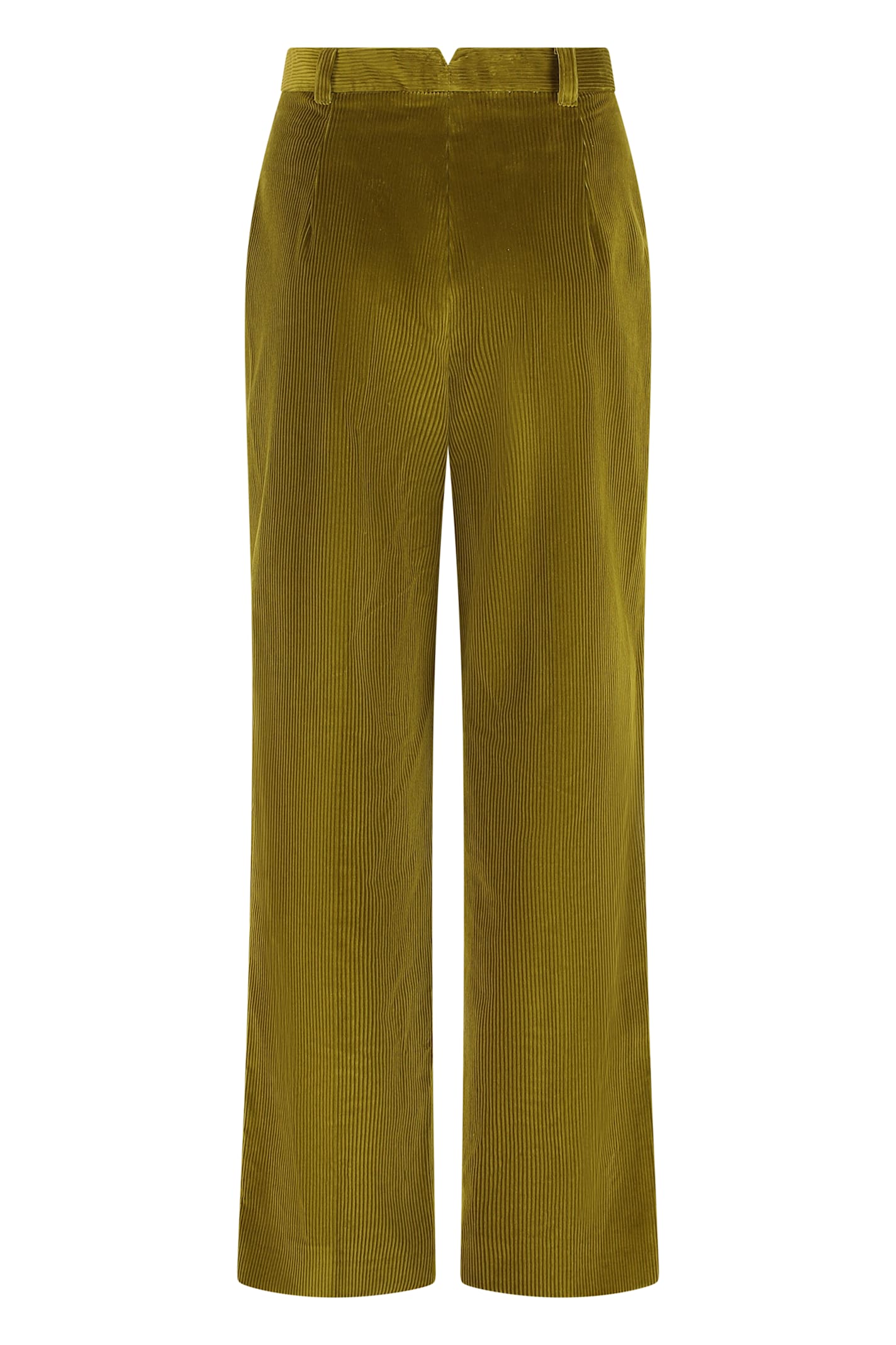 Weekend Max Mara Wide Leg Corduroy Trousers Featuring Pockets In Green