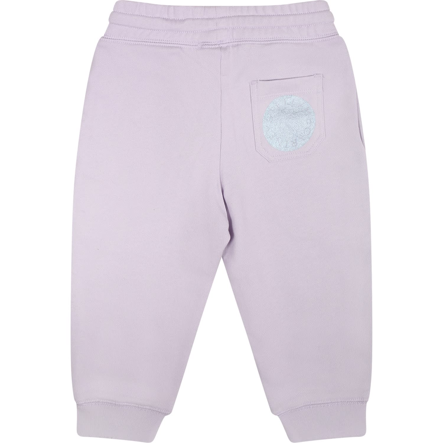Shop Stella Mccartney Purple Trousers For Baby Girl With Logo In Violet