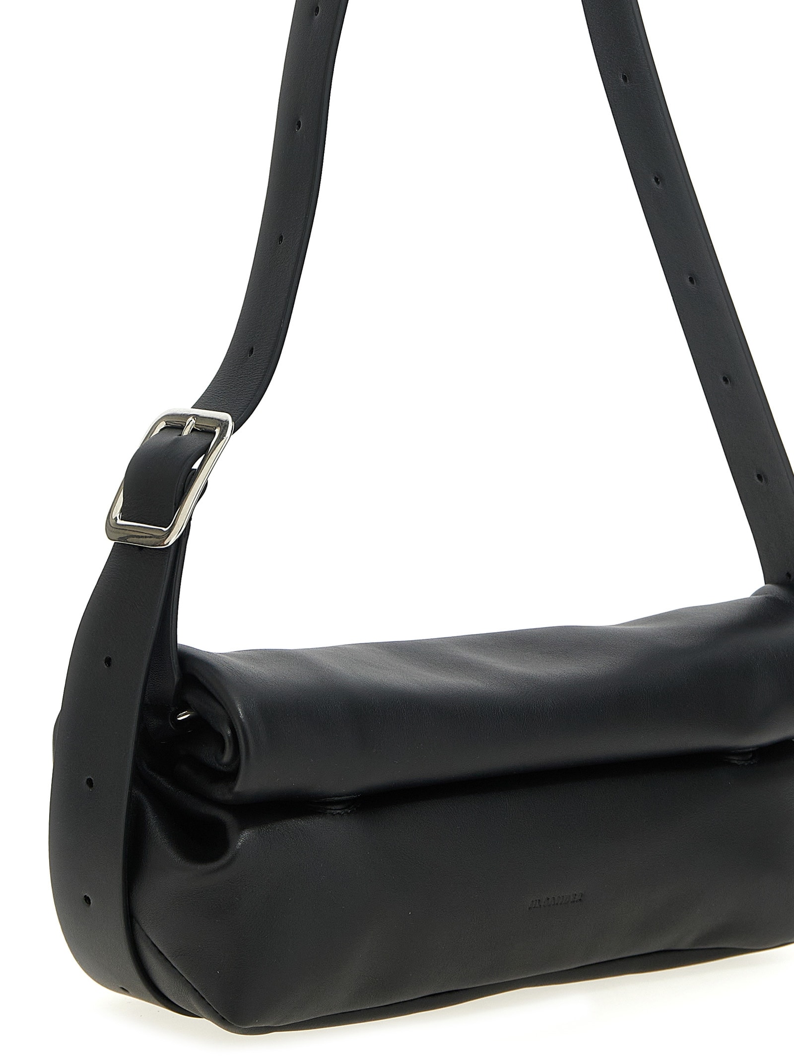 Jil Sander Black Rollup Small Square Belt Bag In Black