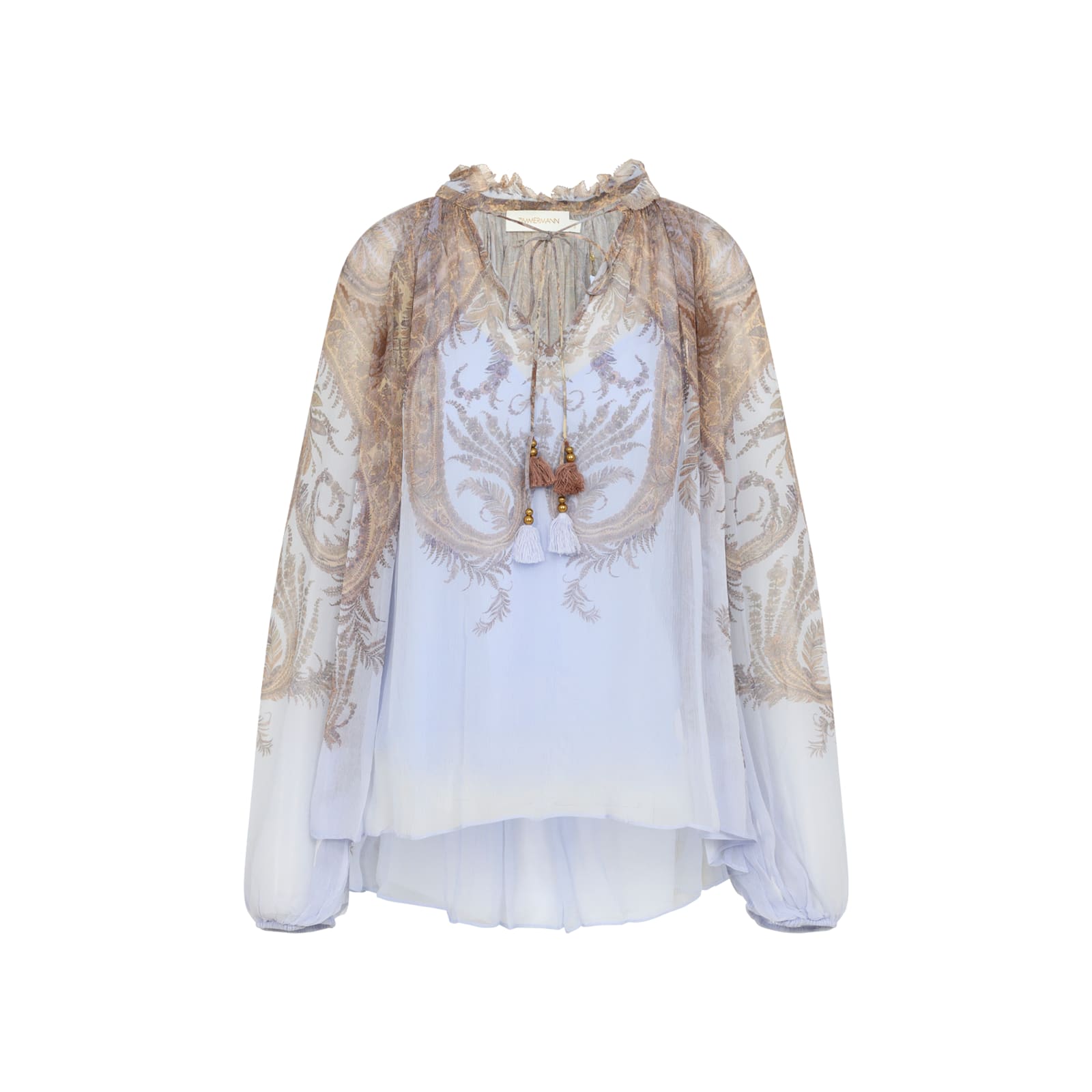 Zimmermann Womens Lilac Paisley Billow Printed Chiffon Blouse In Multi