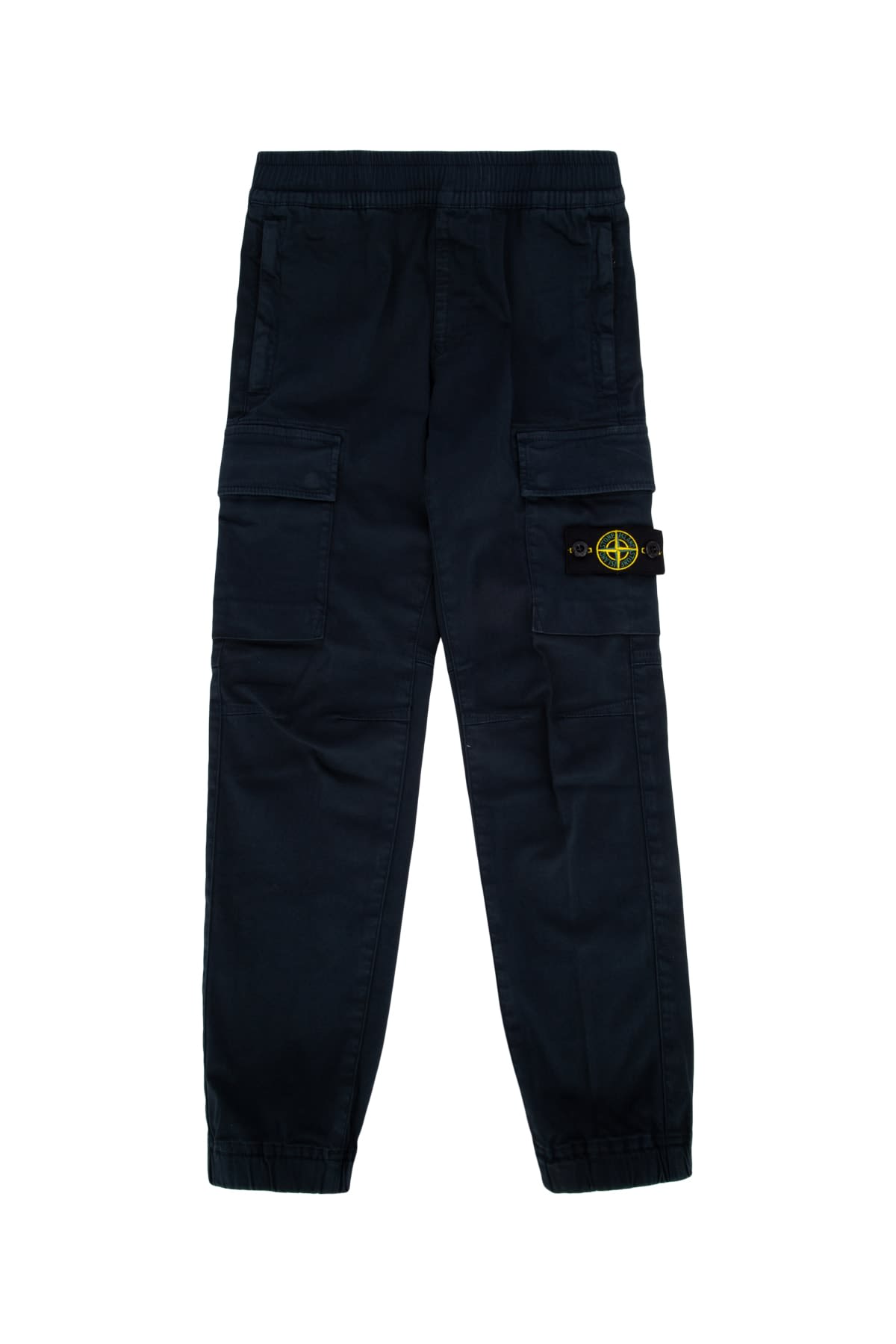 Stone Island Compass-badge Tapered Trousers In Blu