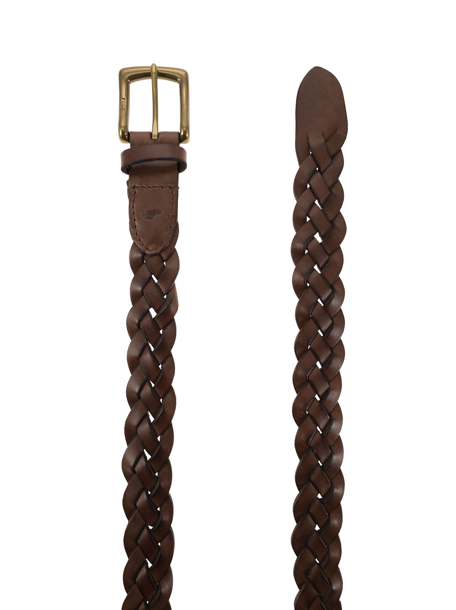 Polo Ralph Lauren Braided Calfskin Belt In Brown