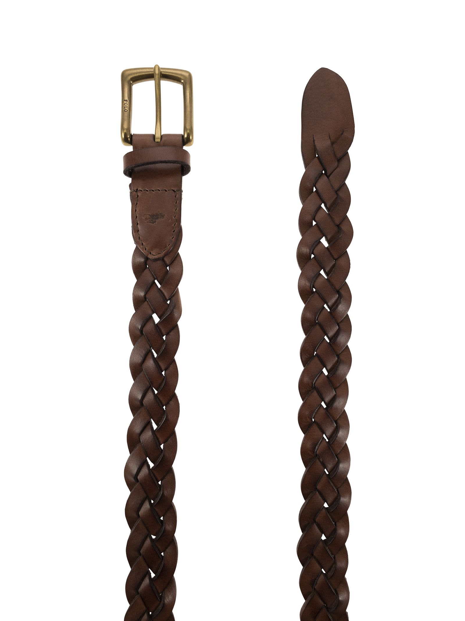 Shop Polo Ralph Lauren Braided Calfskin Belt In Brown