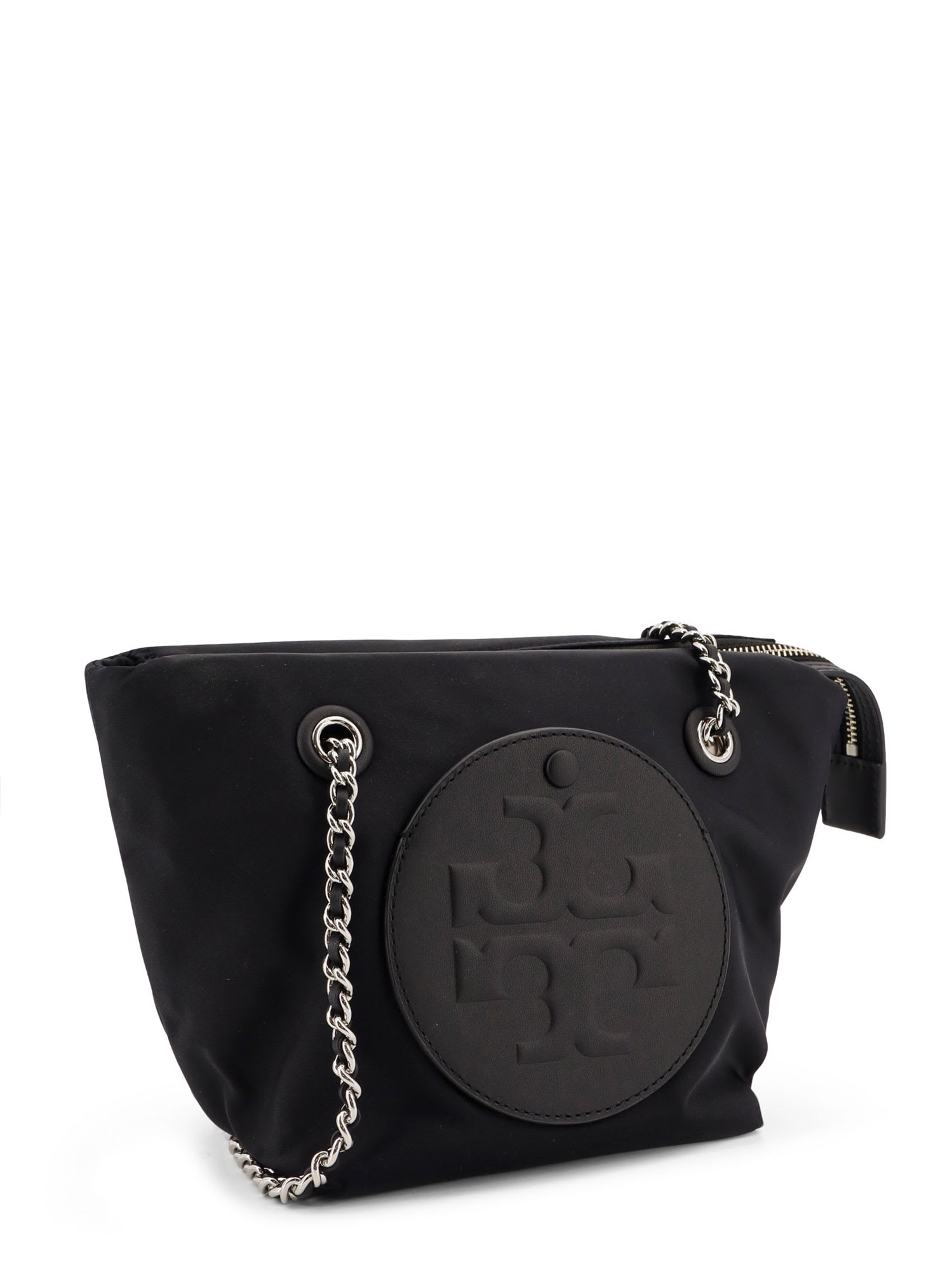 Tory Burch Ella Chain Small Nylon Shoulder Bag In Black