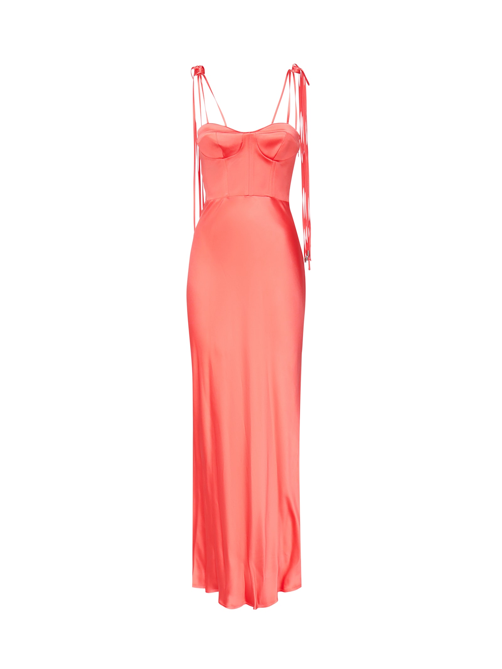 Pinko Robe Longue Élégante En Satin Brillant In Pink