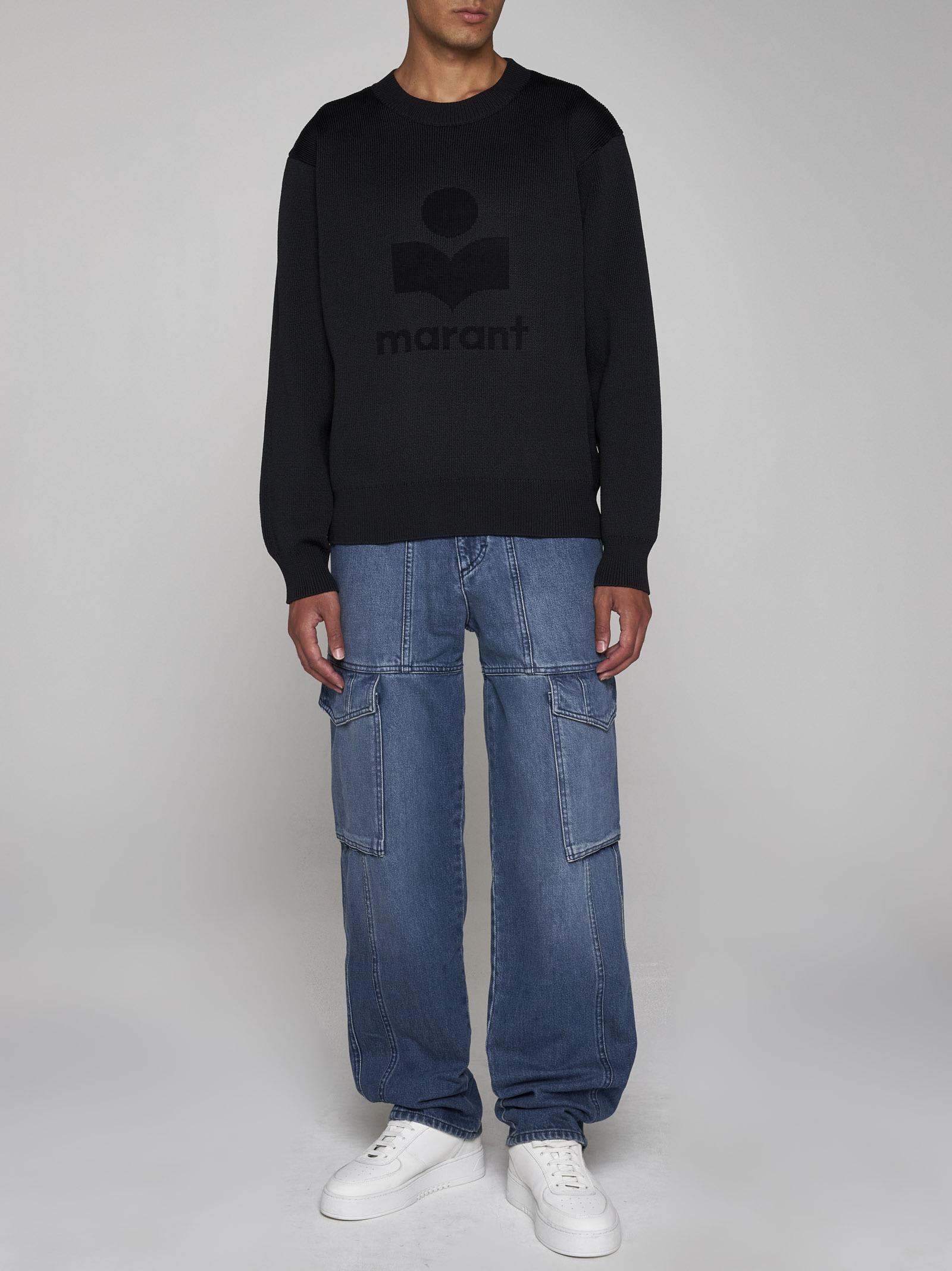 Isabel Marant Logo Intarsia Crewneck Sweater In Black