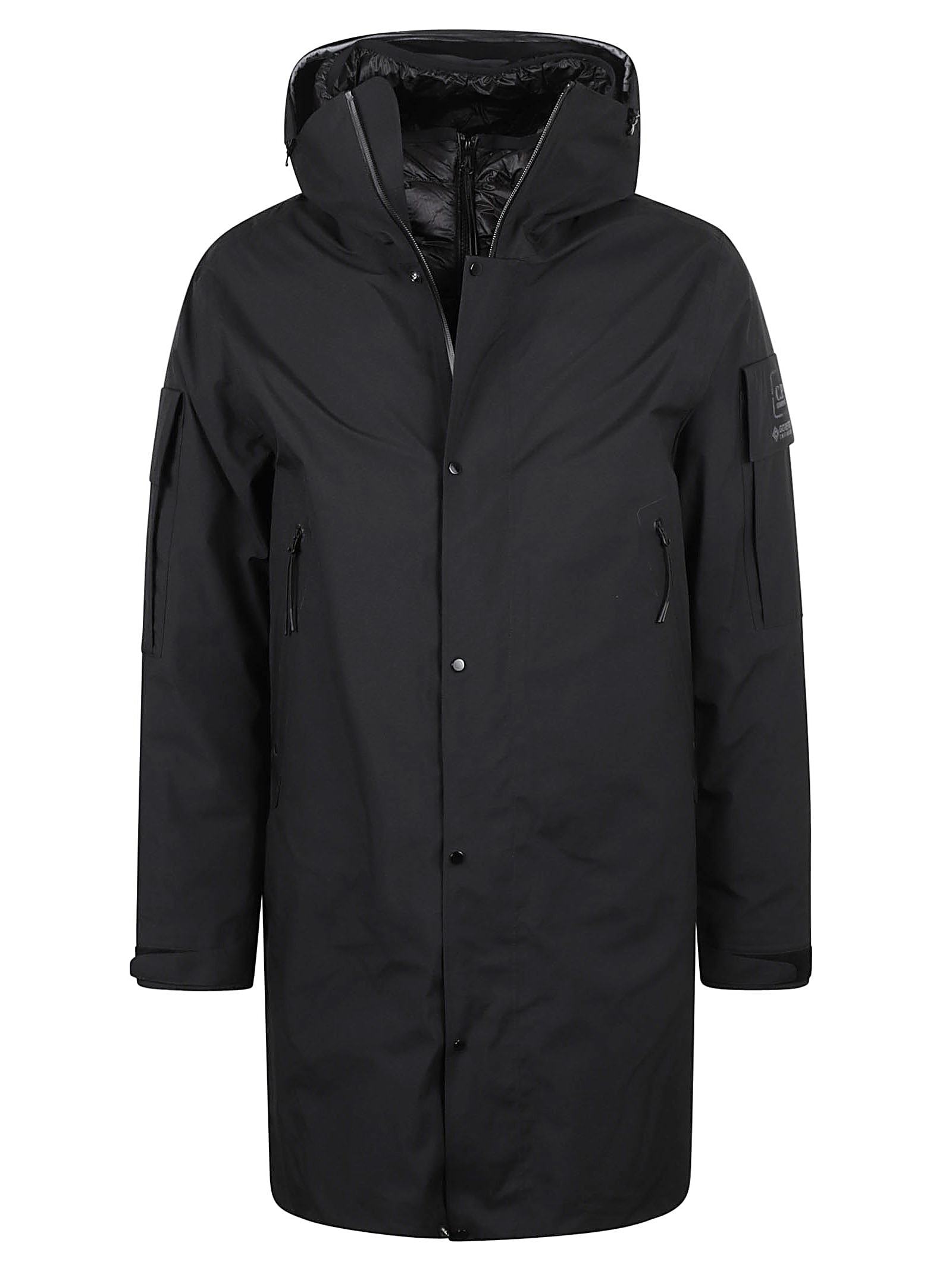 Shop C.p. Company Pocket Sleeve Hooded Parka In Black