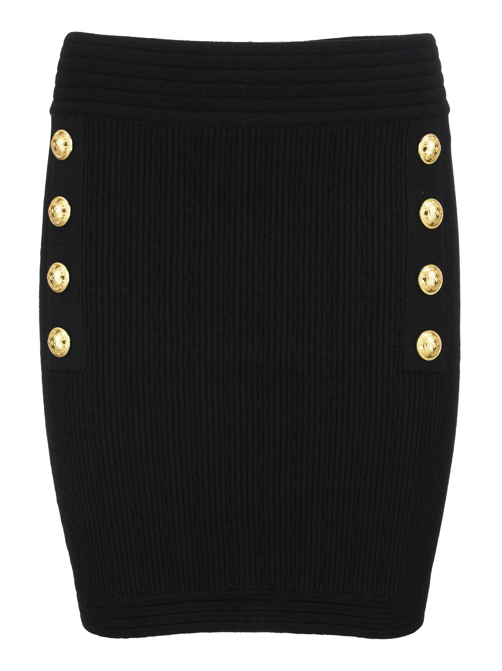Balmain Button-breasted Knitted Skirt