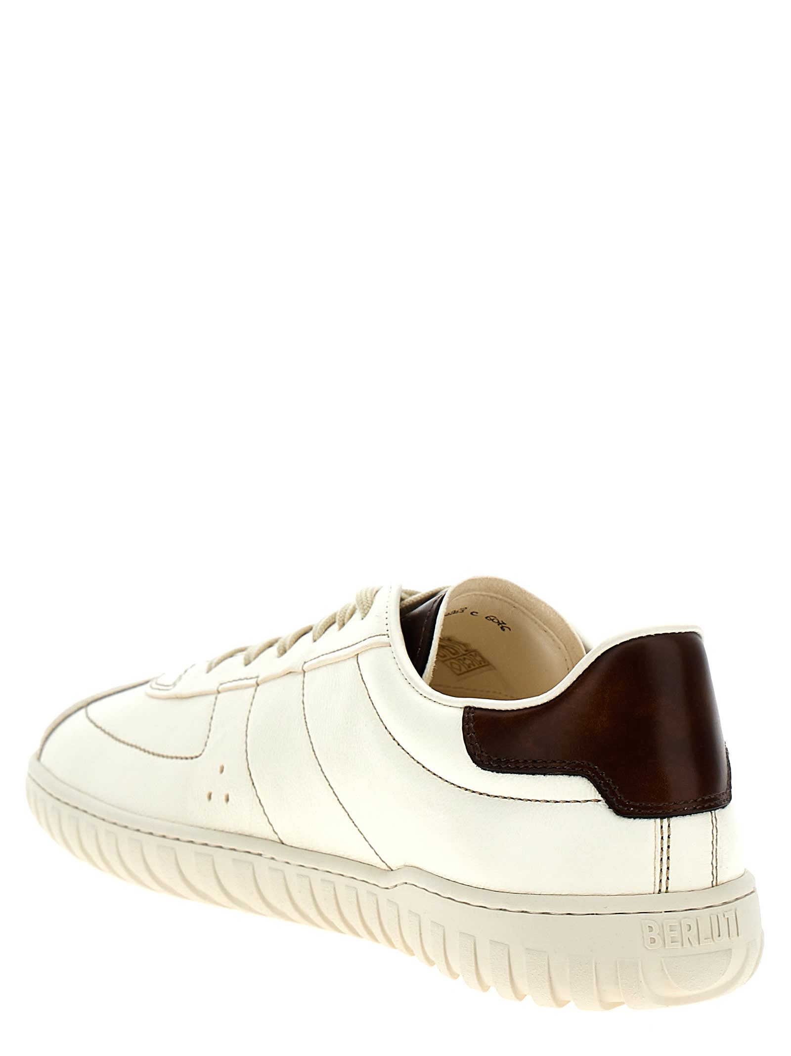 Shop Berluti Leather Sneakers In White