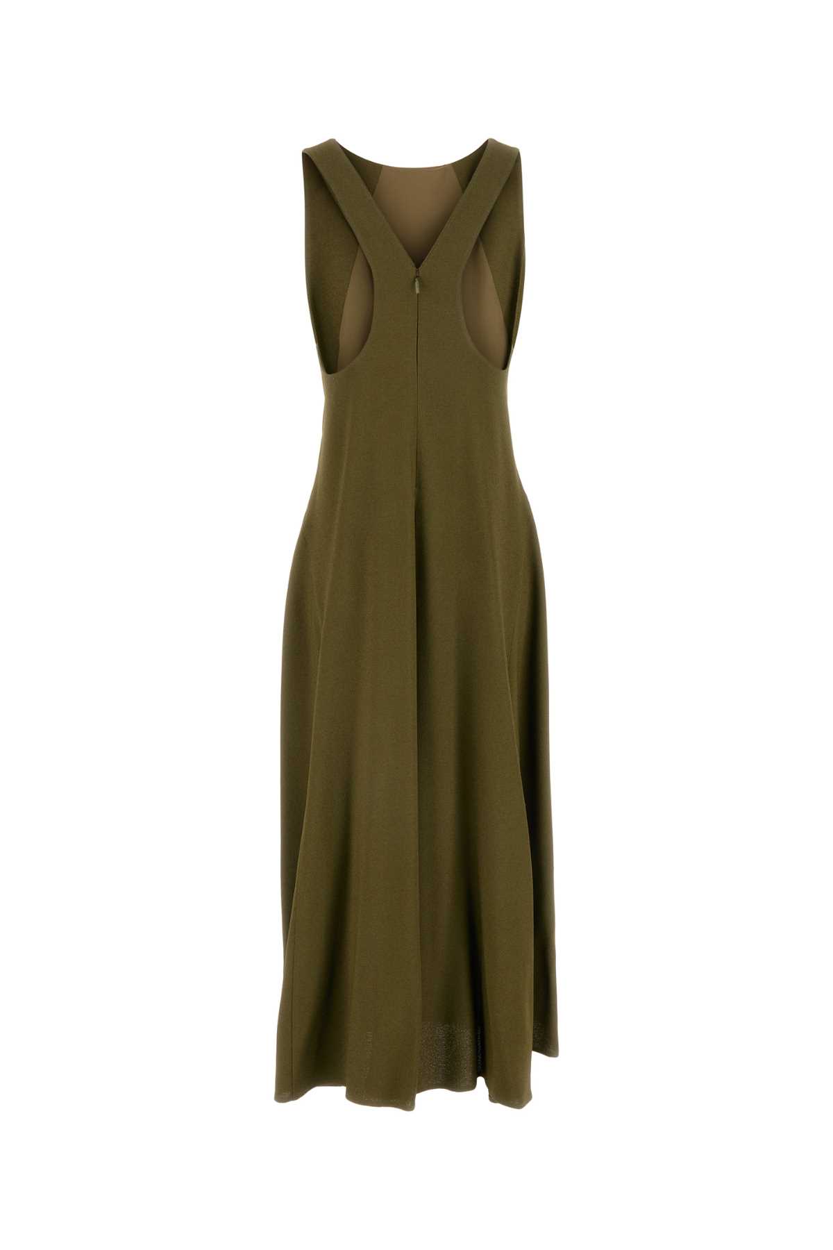 Shop Fendi Olive Green Sablã© Dress In Verde