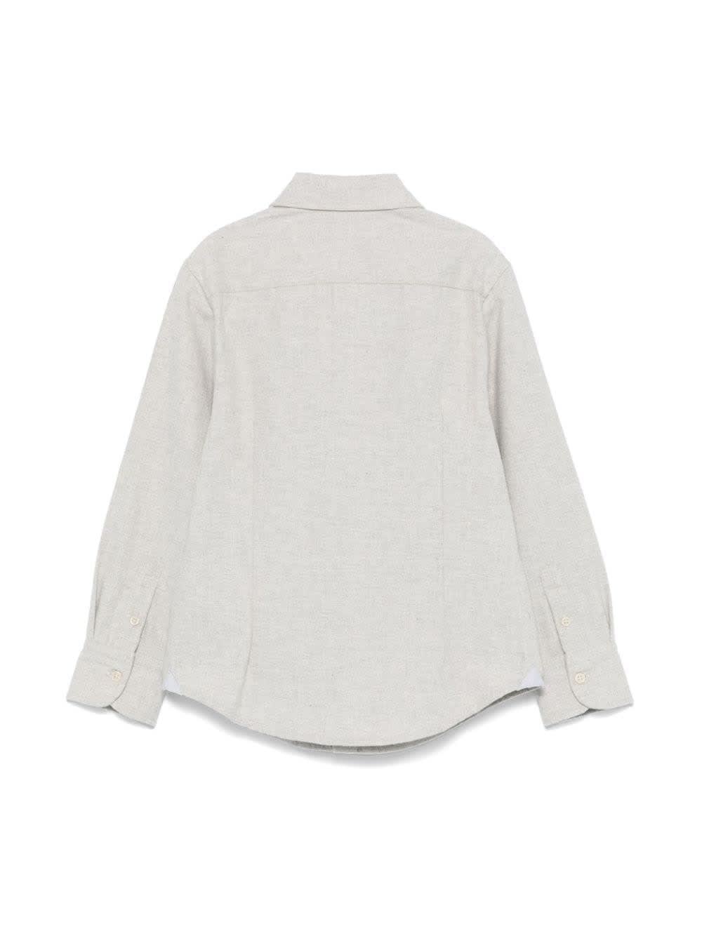 ELEVENTY MELANGE LIGHT GREY COTTON SHIRT 