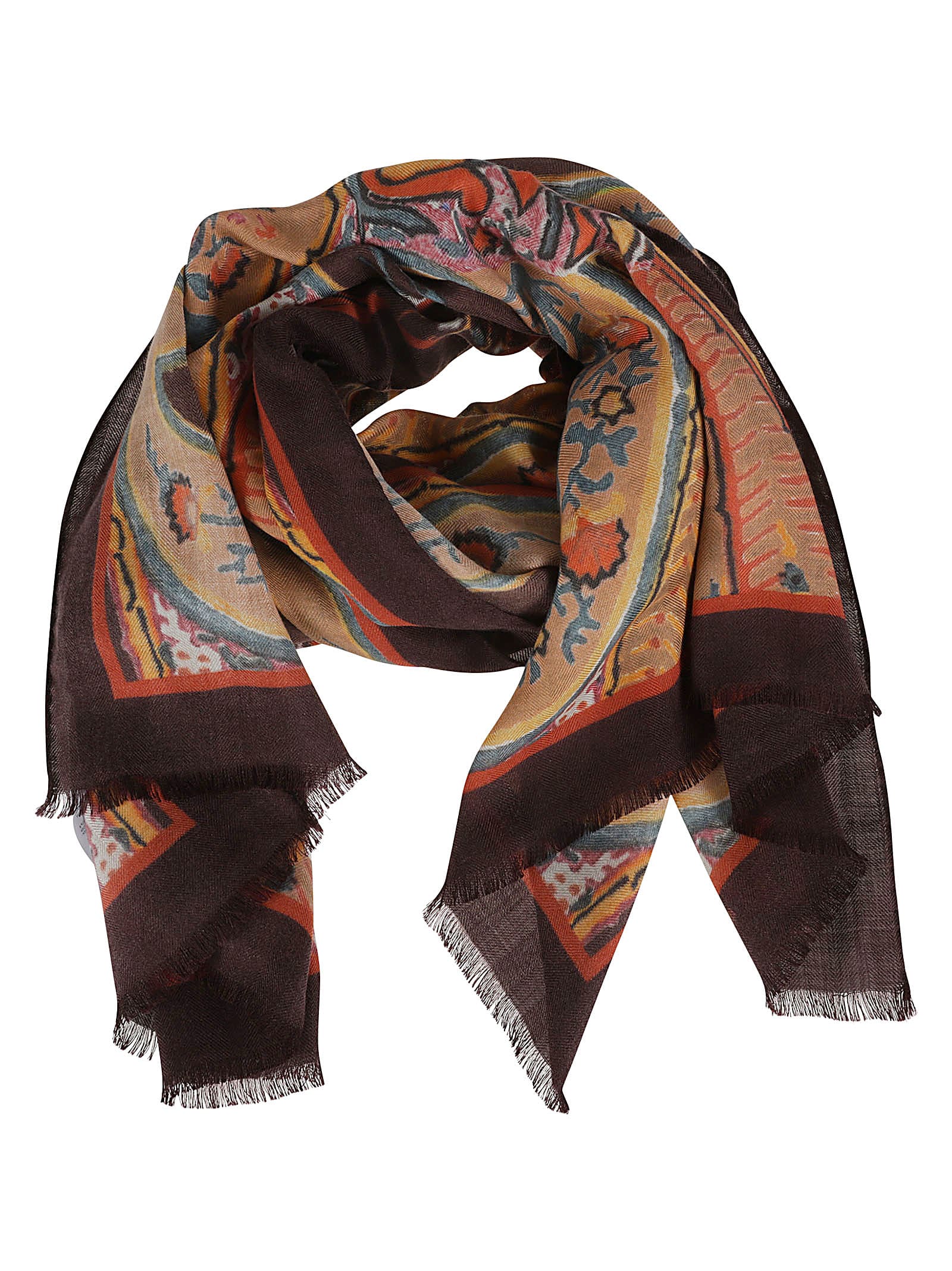 Shop Etro Printed Fringed Scarf In Red