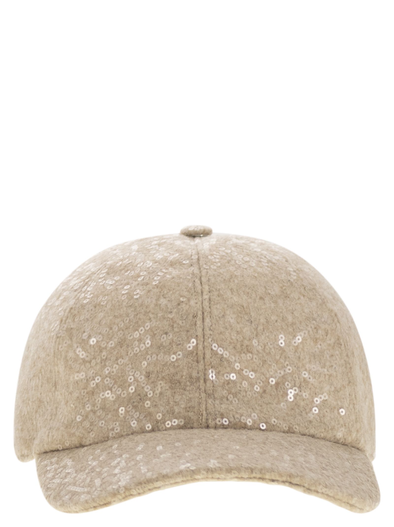 Peserico Sequinned Baseball Cap In Neutral