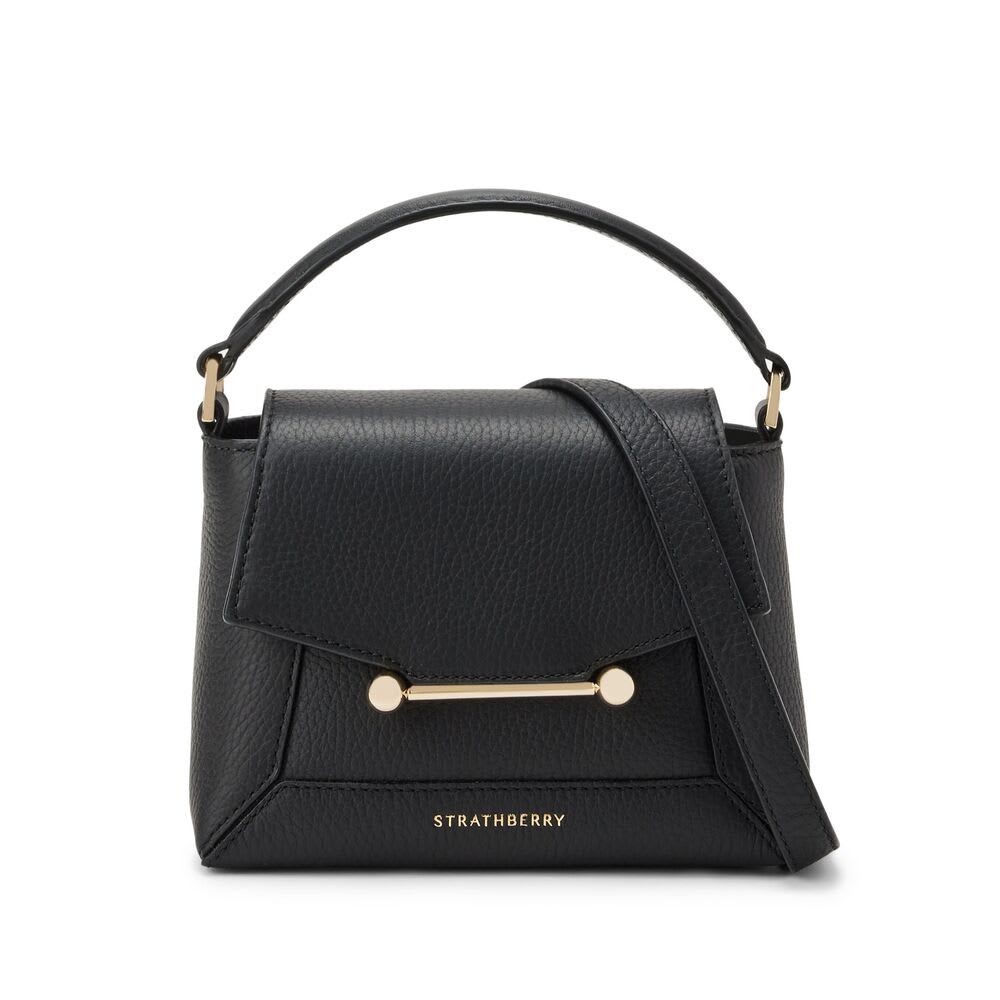 Strathberry Mosaic Nano Leather Top-handle Bag In Black