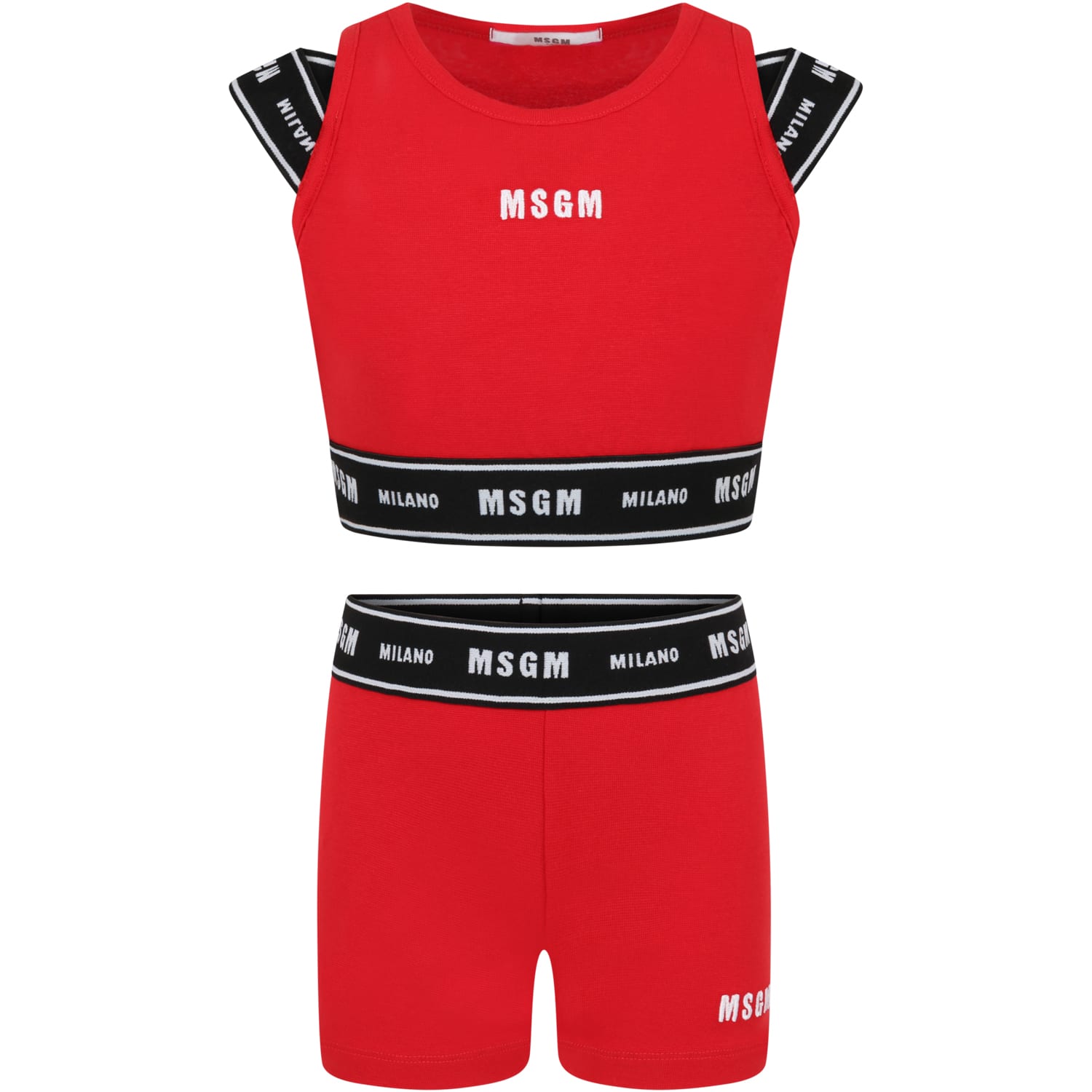 MSGM Red Set For Girl With Logo