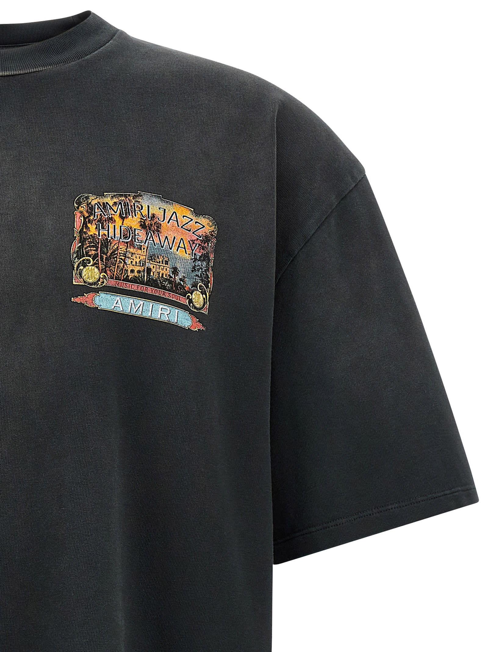 Amiri Jazz Hideaway Logo-print Cotton T-shirt In Black