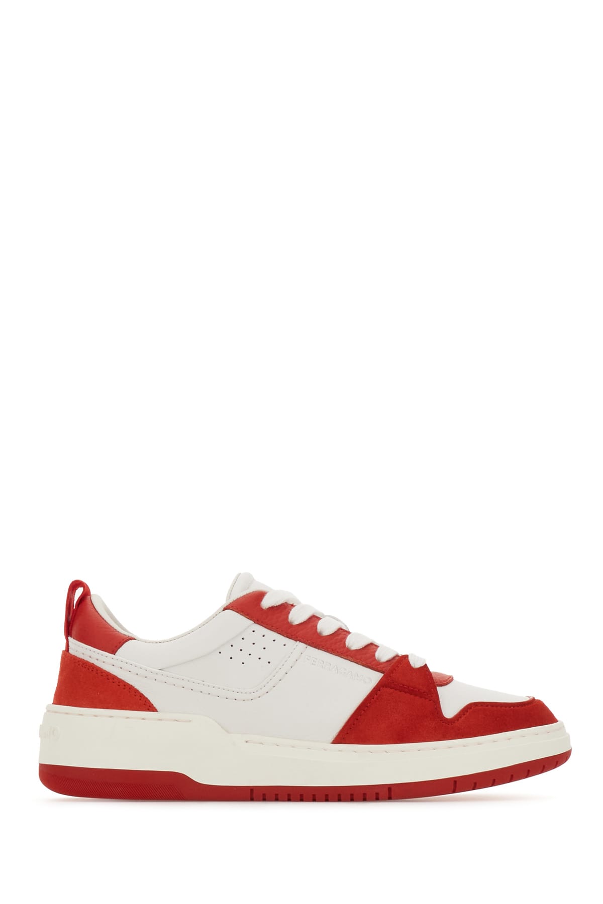 FERRAGAMO TWO-TONE LEATHER AND SUEDE SNEAKERS