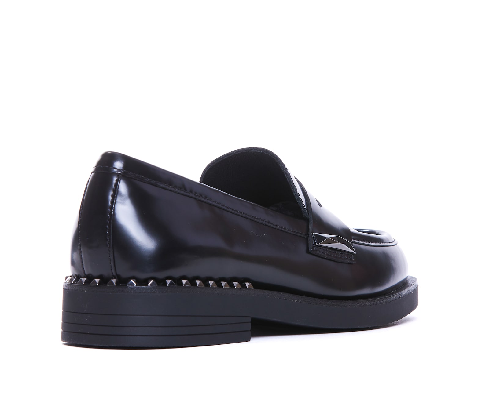 Shop Ash Whisper Studs Loafers In Black