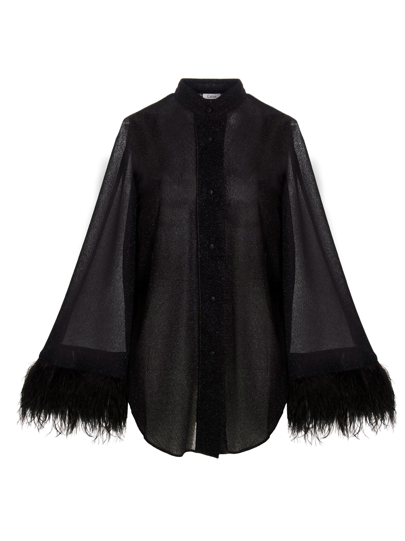 Shop Oseree Lumière Plumage Shirt In Black