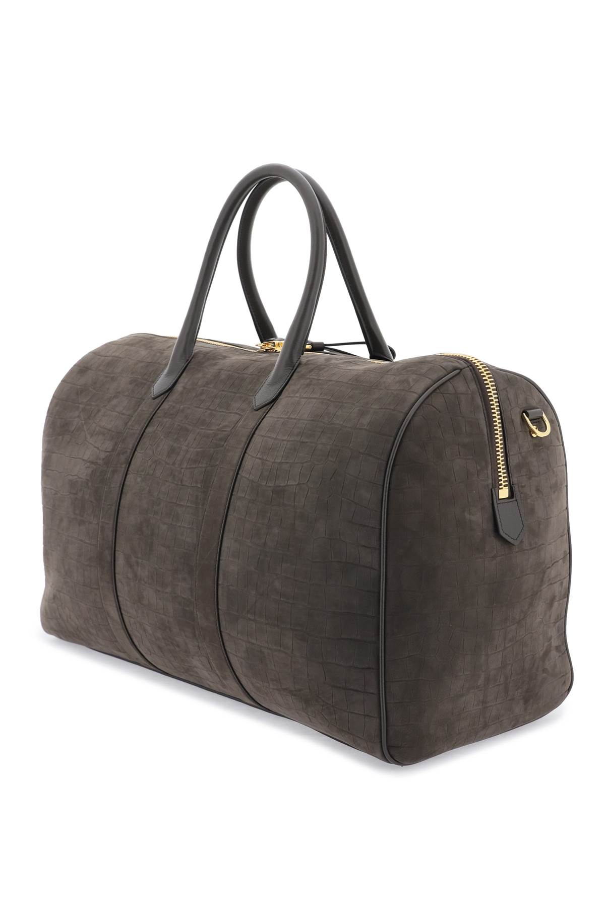 Shop Tom Ford Suede Duffle Bag In Fango (brown)