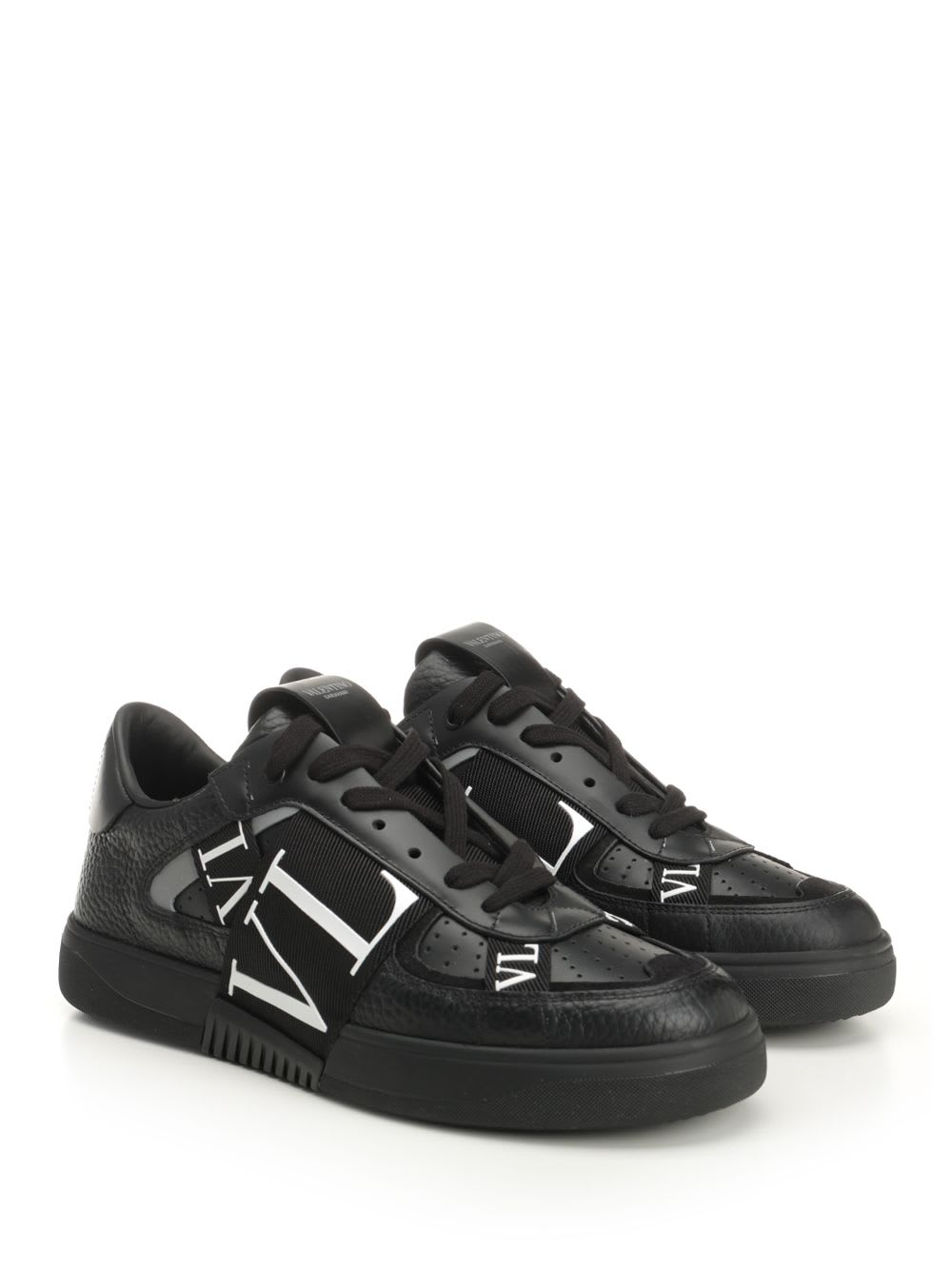 Valentino Leather Sneakers In Black