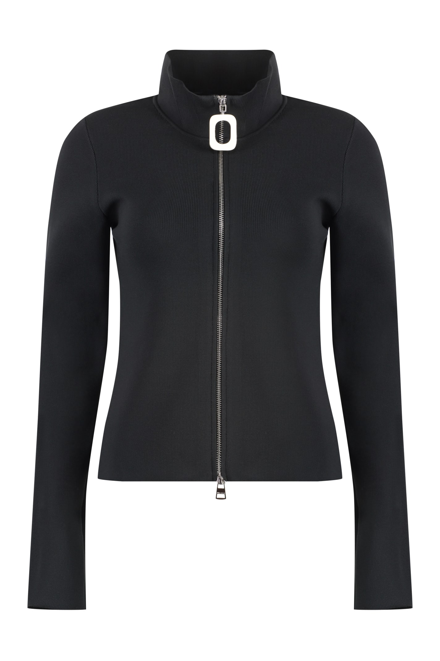 Shop Jw Anderson Zip Knitted Cardigan In Black