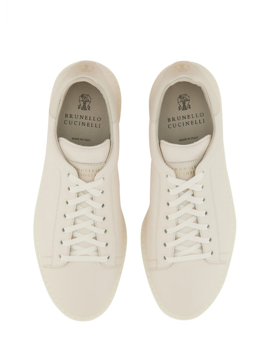 Shop Brunello Cucinelli Leather Sneaker In White