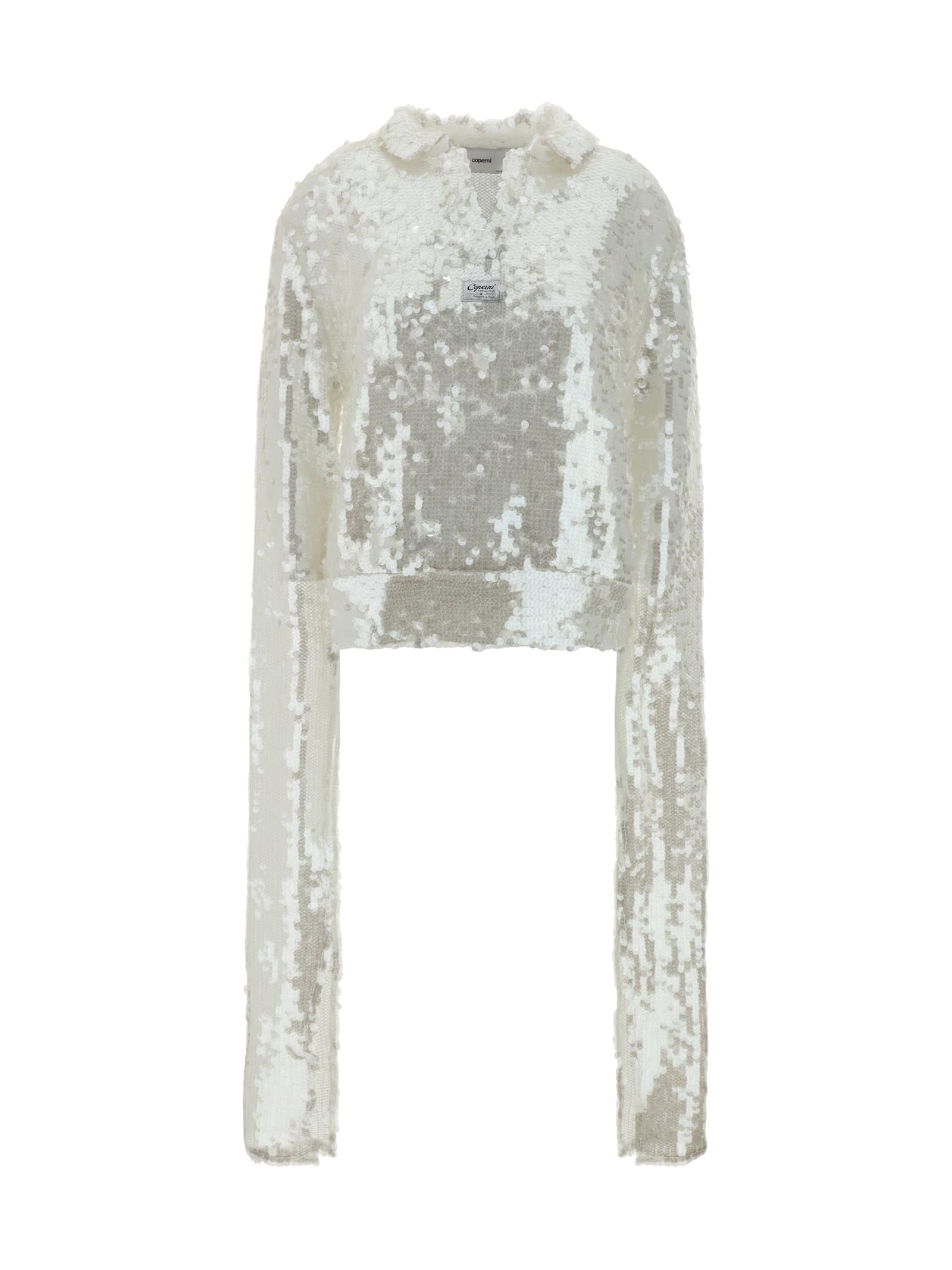 Shop Coperni Long Sleeve Top In White