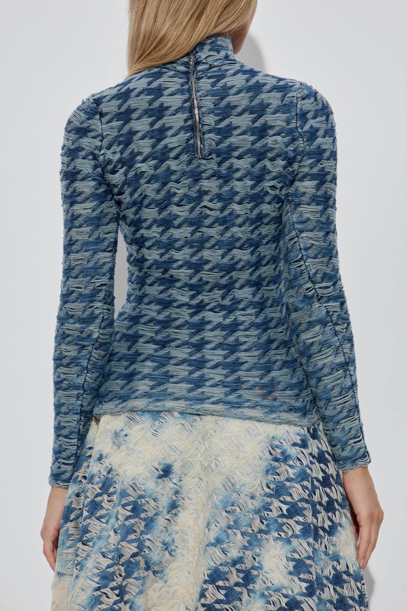 Diesel Knitwear Long Sleeve High Neck Denim Style In Blue