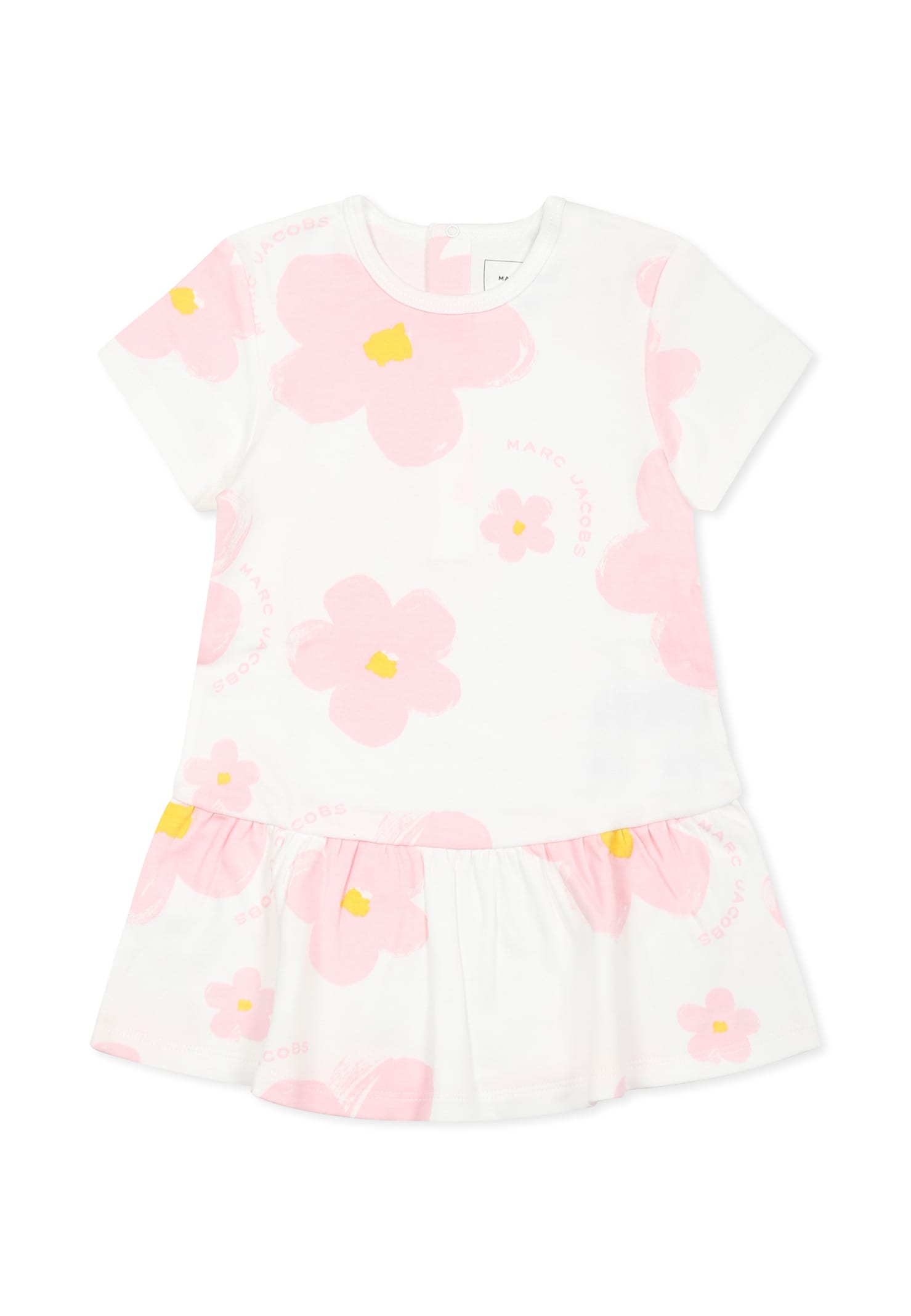 Marc Jacobs White Dress For Baby Girl With Flowers In White