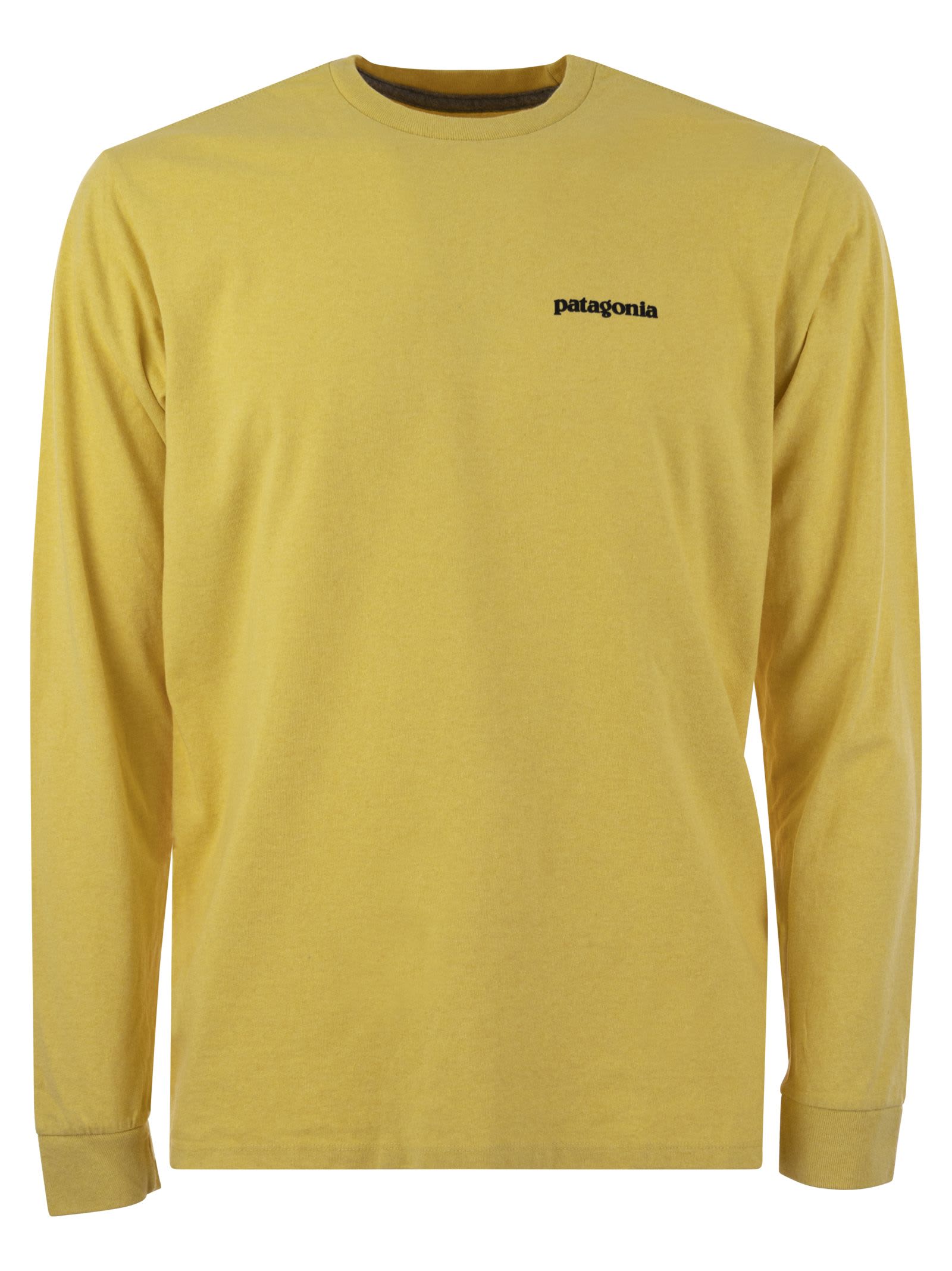 Shop Patagonia T-shirt With Logo Long Sleeves In Yellow