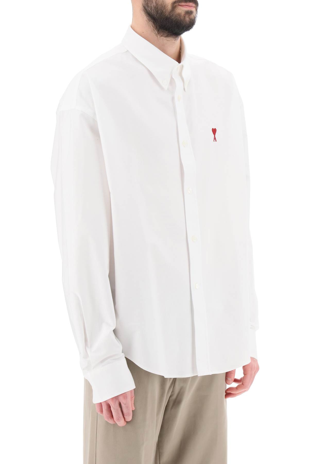 Shop Ami Alexandre Mattiussi Ami De Coeur Boxy Shirt In Natural White