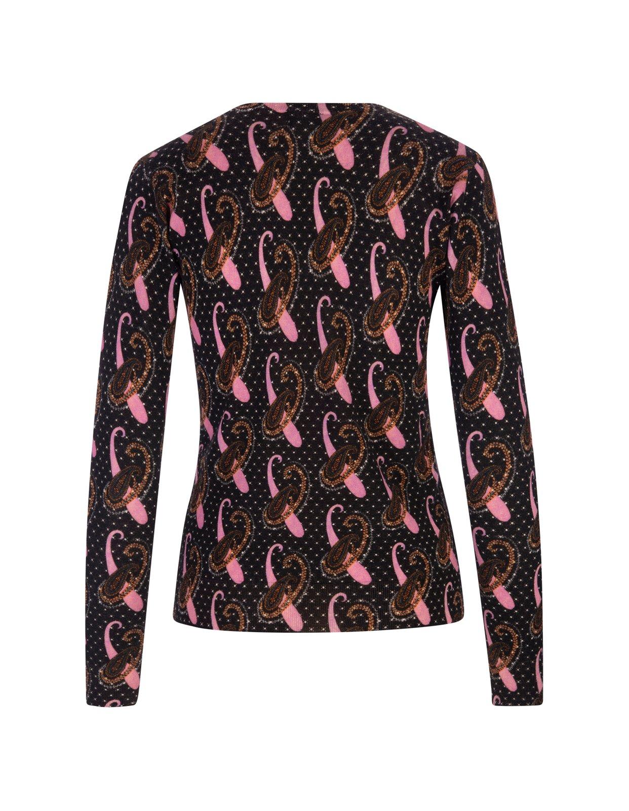 Shop Etro All-over Paisley Patterned V-neck Sweater In Black