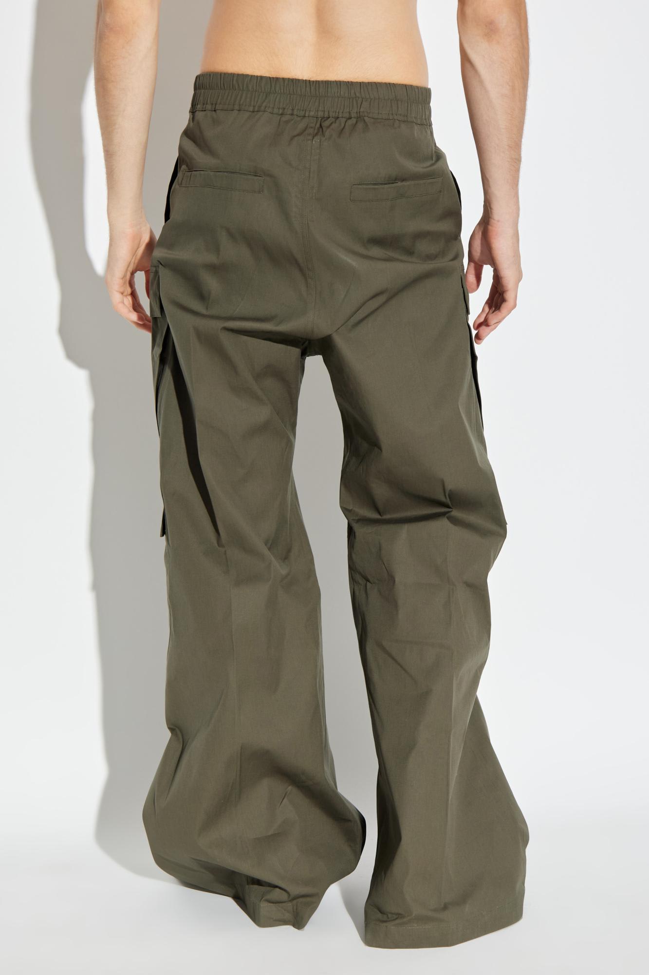 Rick Owens Drawstring Cargo Trousers In Green