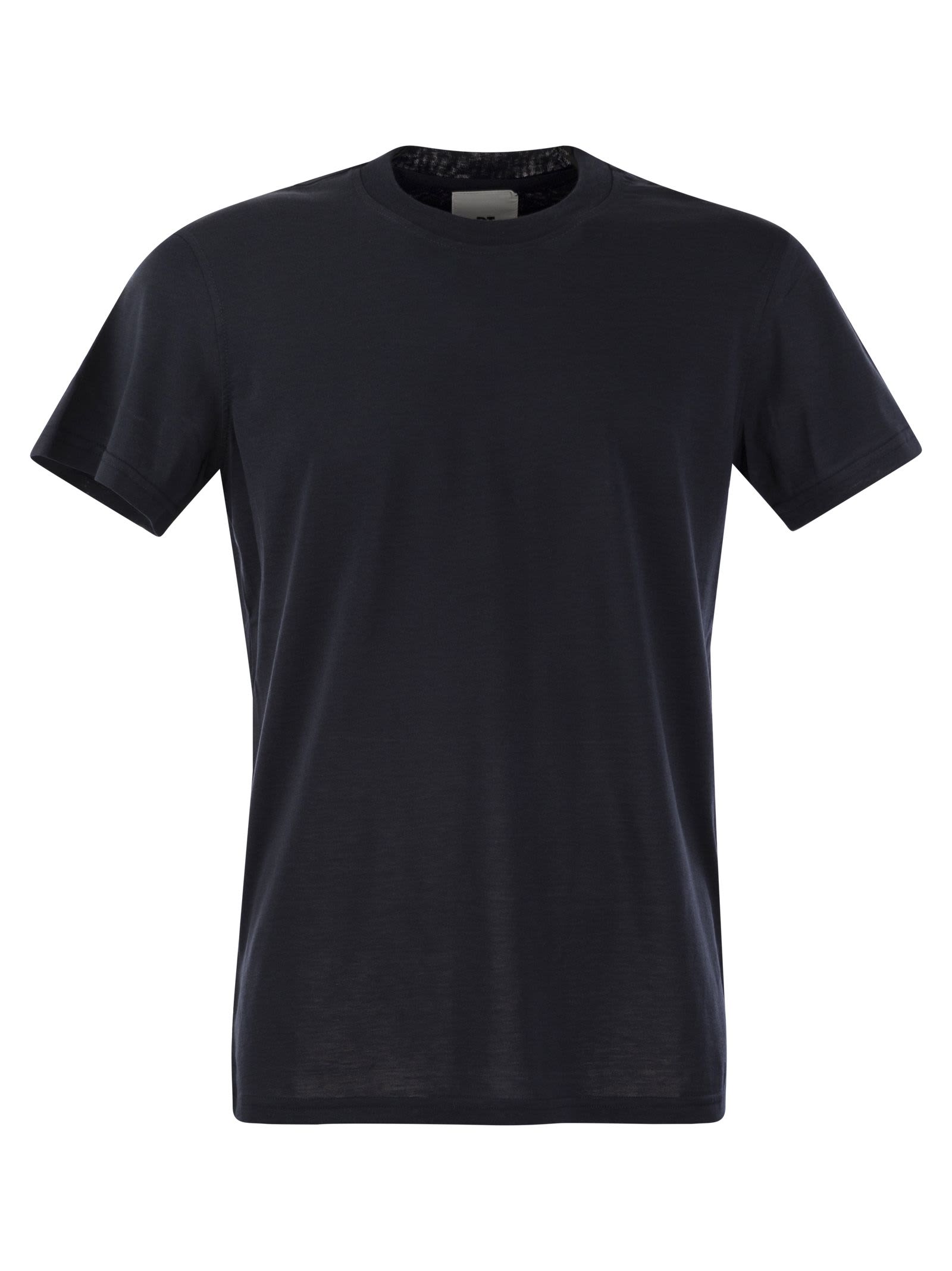 Pt01 Silk And Cotton T-shirt In Navy